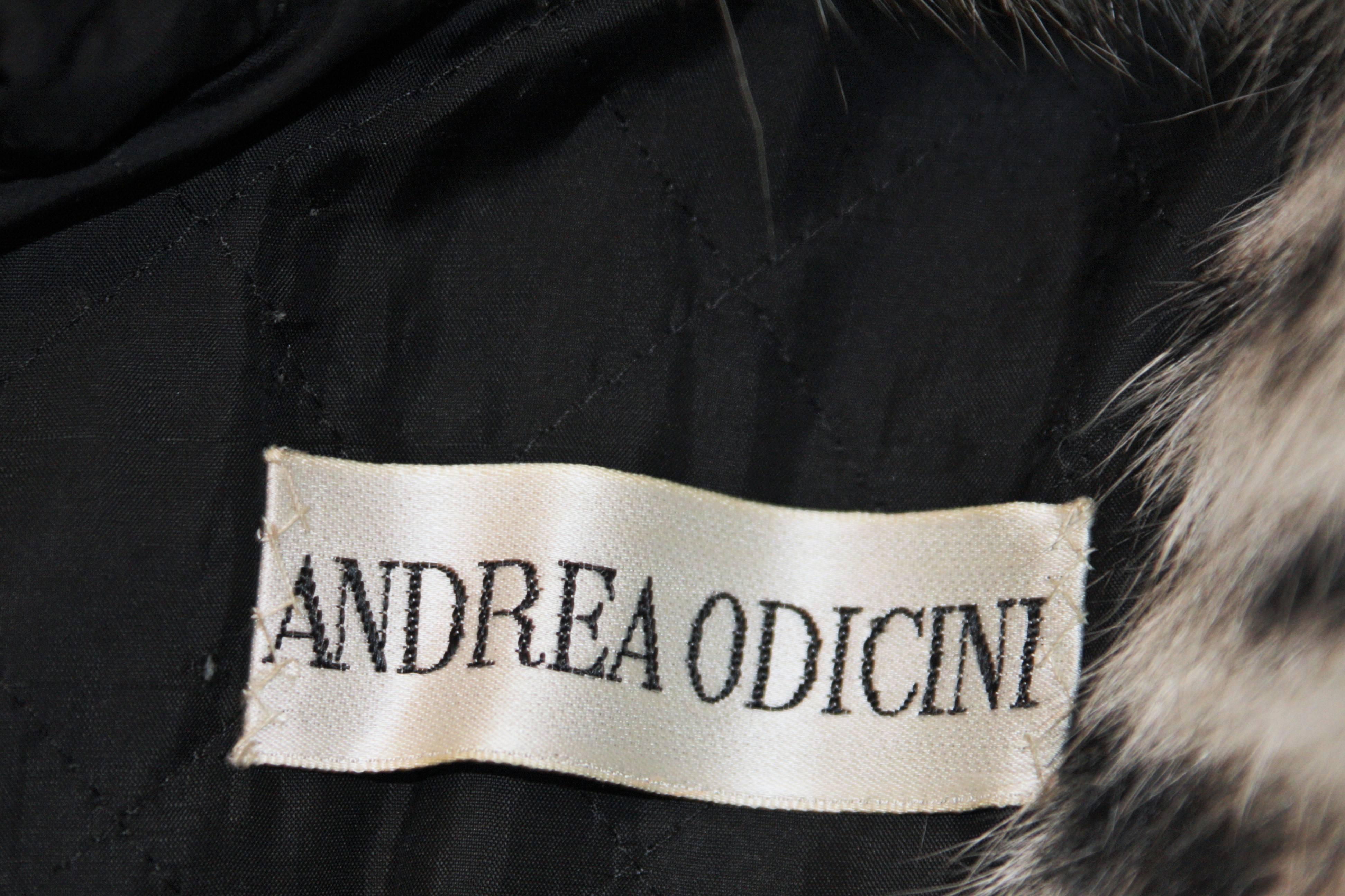 ANDREA ODICINI Khaki Coat with Patterned Oversized Fox Fur Collar & Trim Size 42 4