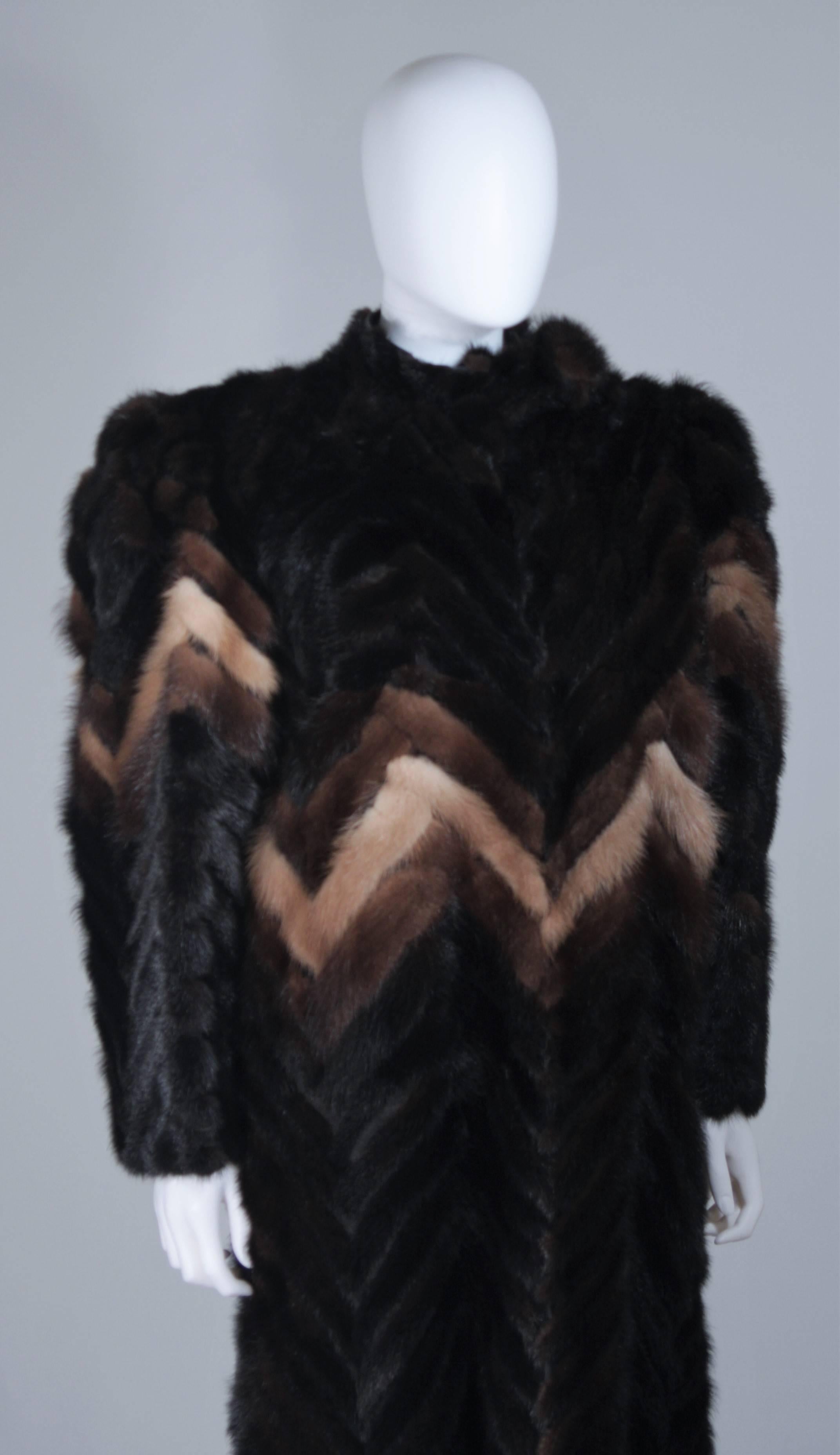 Black TED LAPIDUS Chevron Mink Coat Size 6-8 For Sale