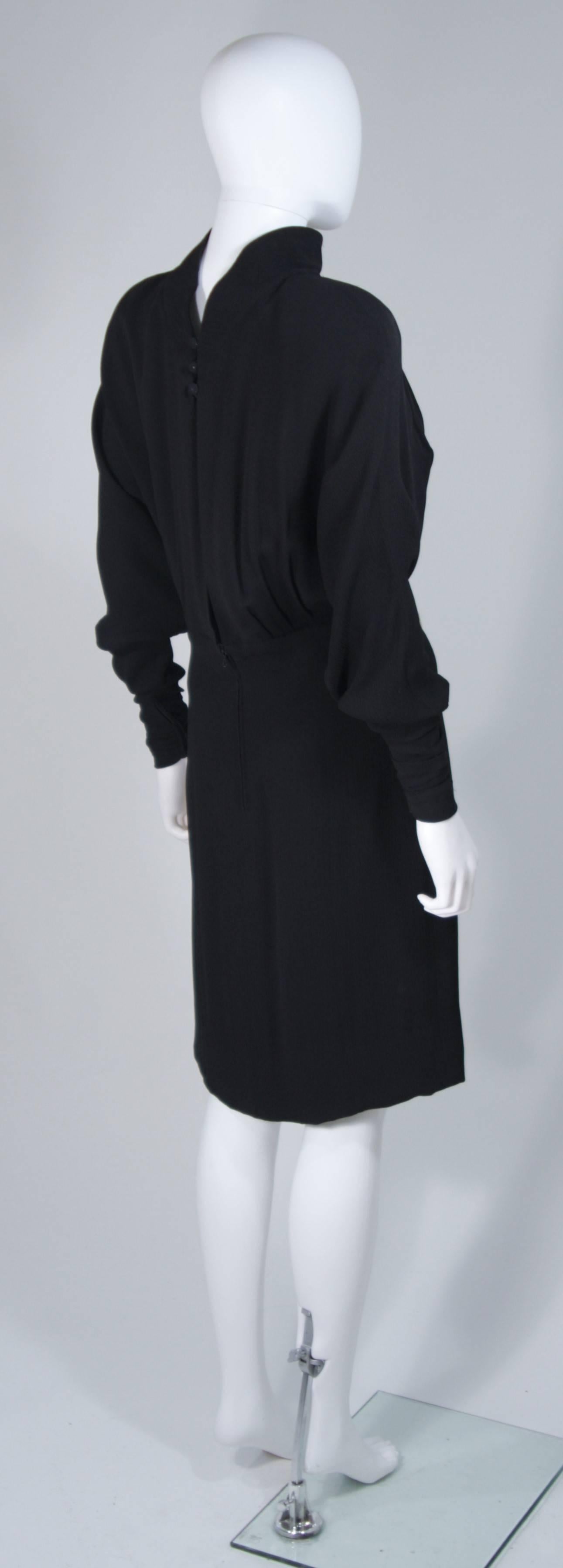 KARL LAGERFELD Circa 1980's Black Silk Embellished Cocktail Dress Size 40 4