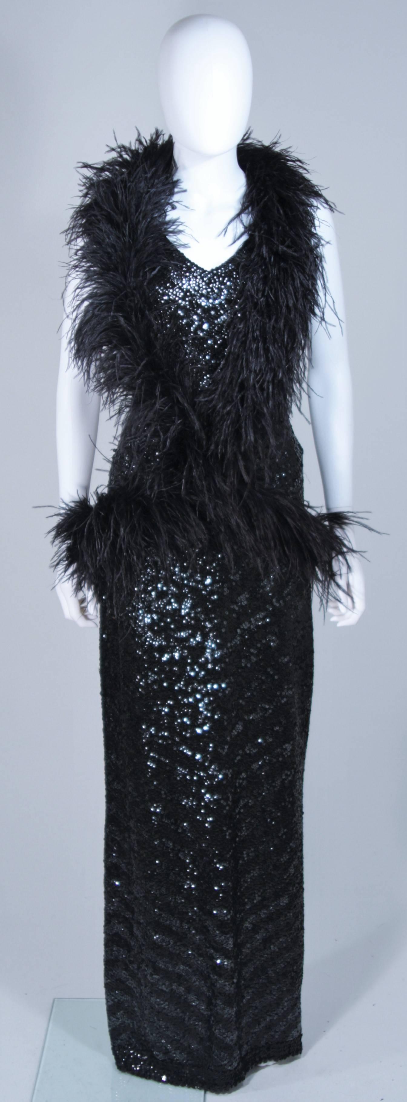 Black ELIZABETH MASON COUTURE Feather Wrap with Rhinestone closure Made to Order For Sale
