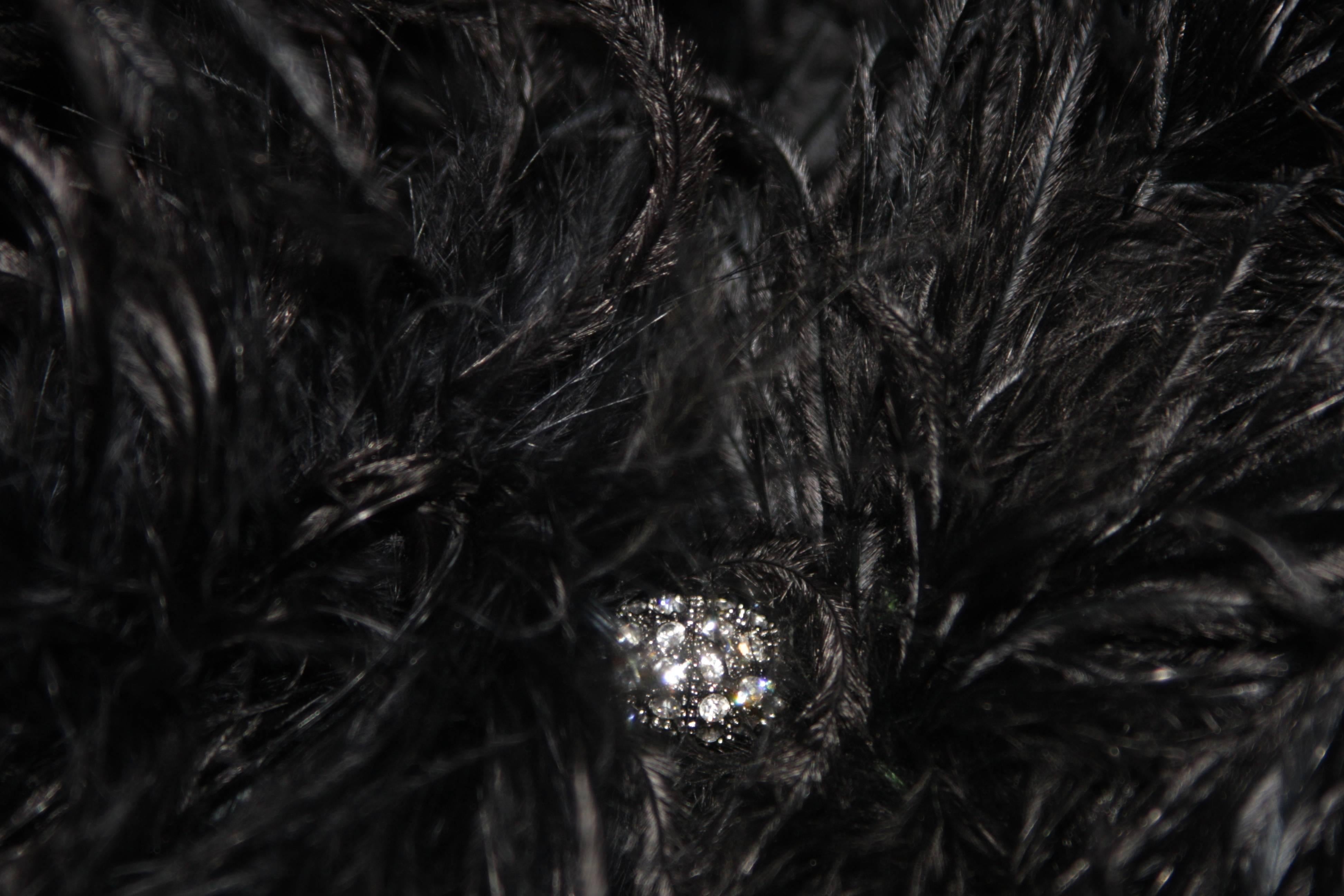 ELIZABETH MASON COUTURE Feather Wrap with Rhinestone closure Made to Order For Sale 5