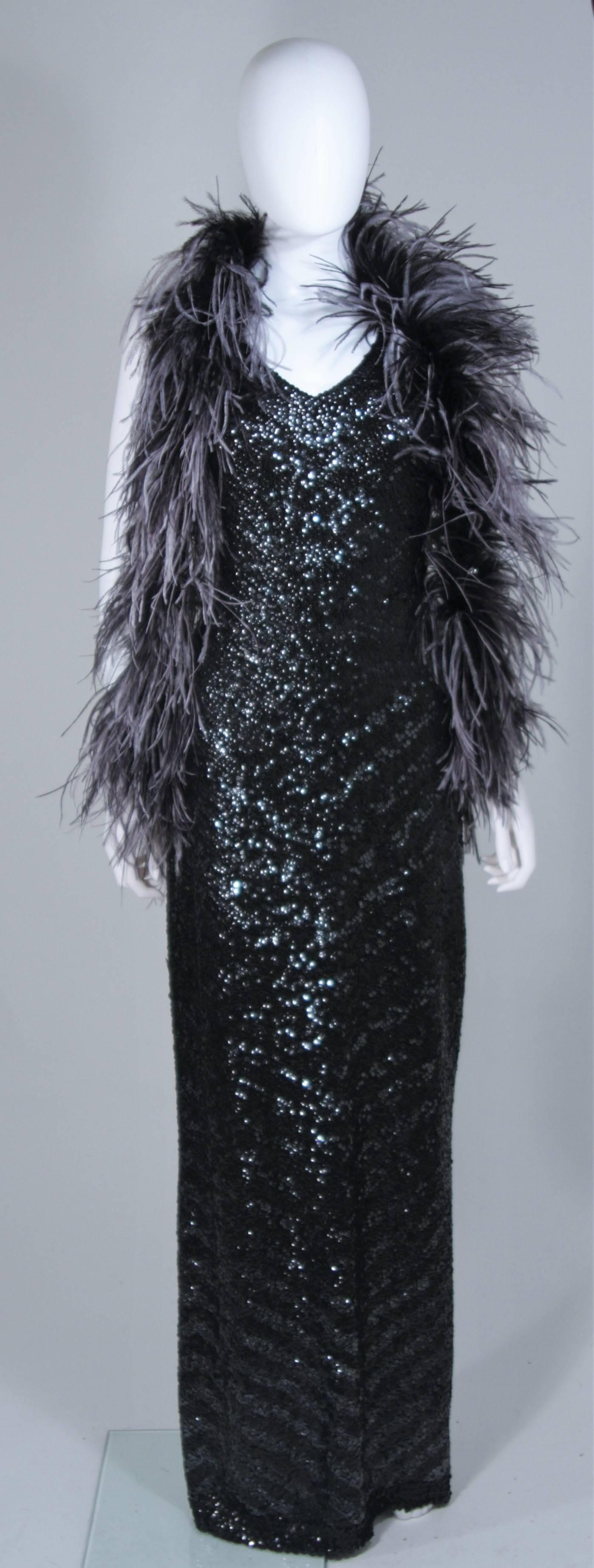 Black ELIZABETH MASON COUTURE Ostrich Wrap with Rhinestone Closure Made to Order For Sale