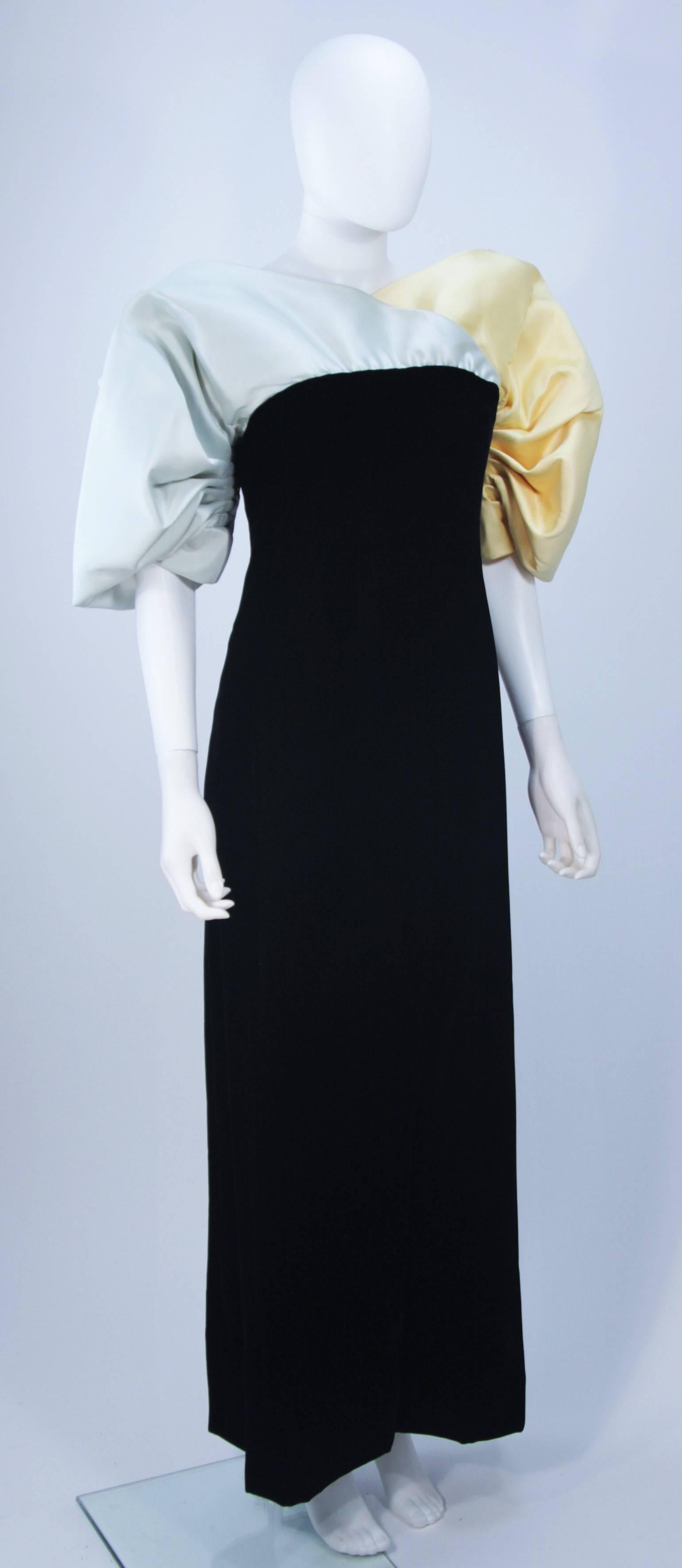 JACQUELINE DE RIBES Samt Color Block Kleid mit abstrakten gedrechselten Ärmeln Größe 2-4 Damen im Angebot