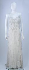 BARACCI HAUTE COUTURE Ivory Silk & Lace Embellished Gown with Wrap Size 8-10
