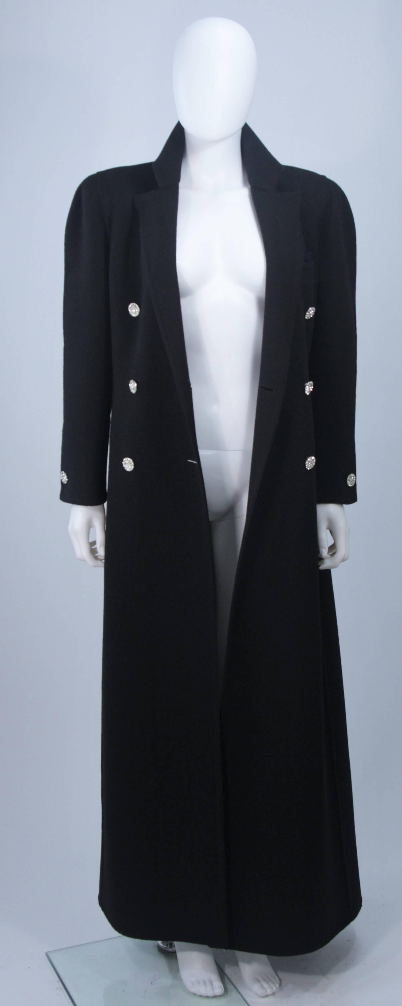 BILL BLASS Black Wool Full Length Coat with Tux Style Trousers Size 6 8 3