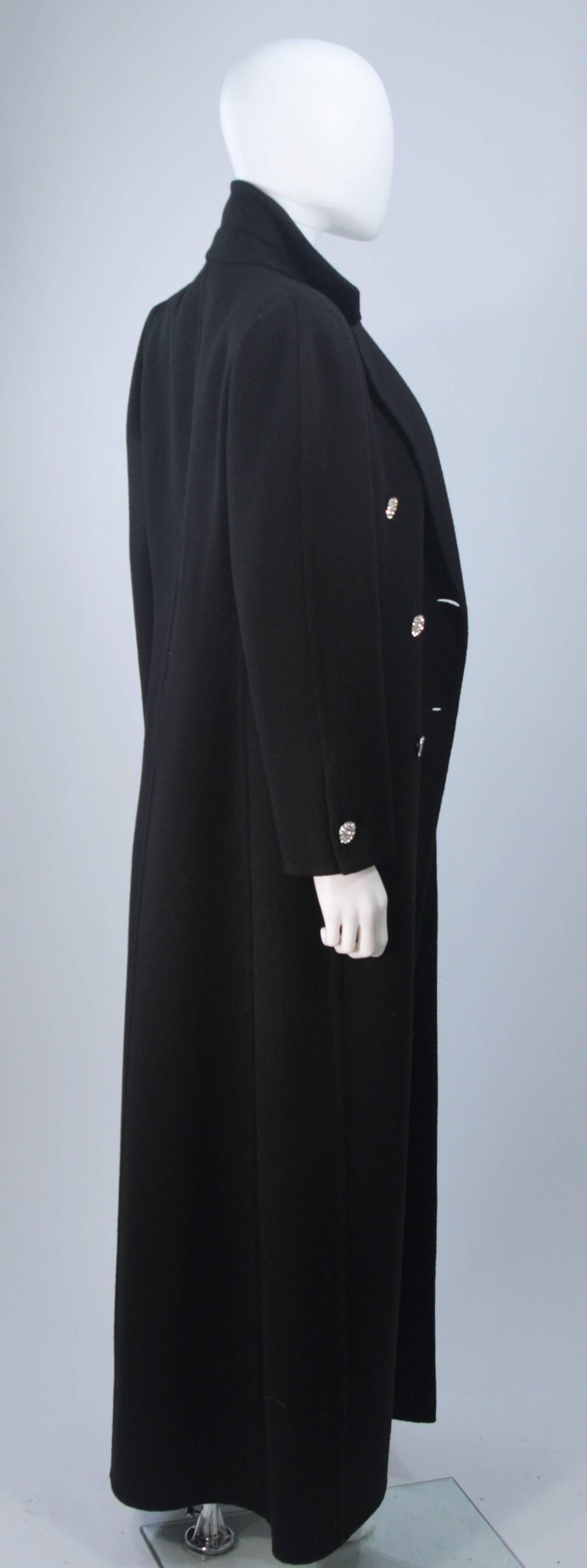 BILL BLASS Black Wool Full Length Coat with Tux Style Trousers Size 6 8 1