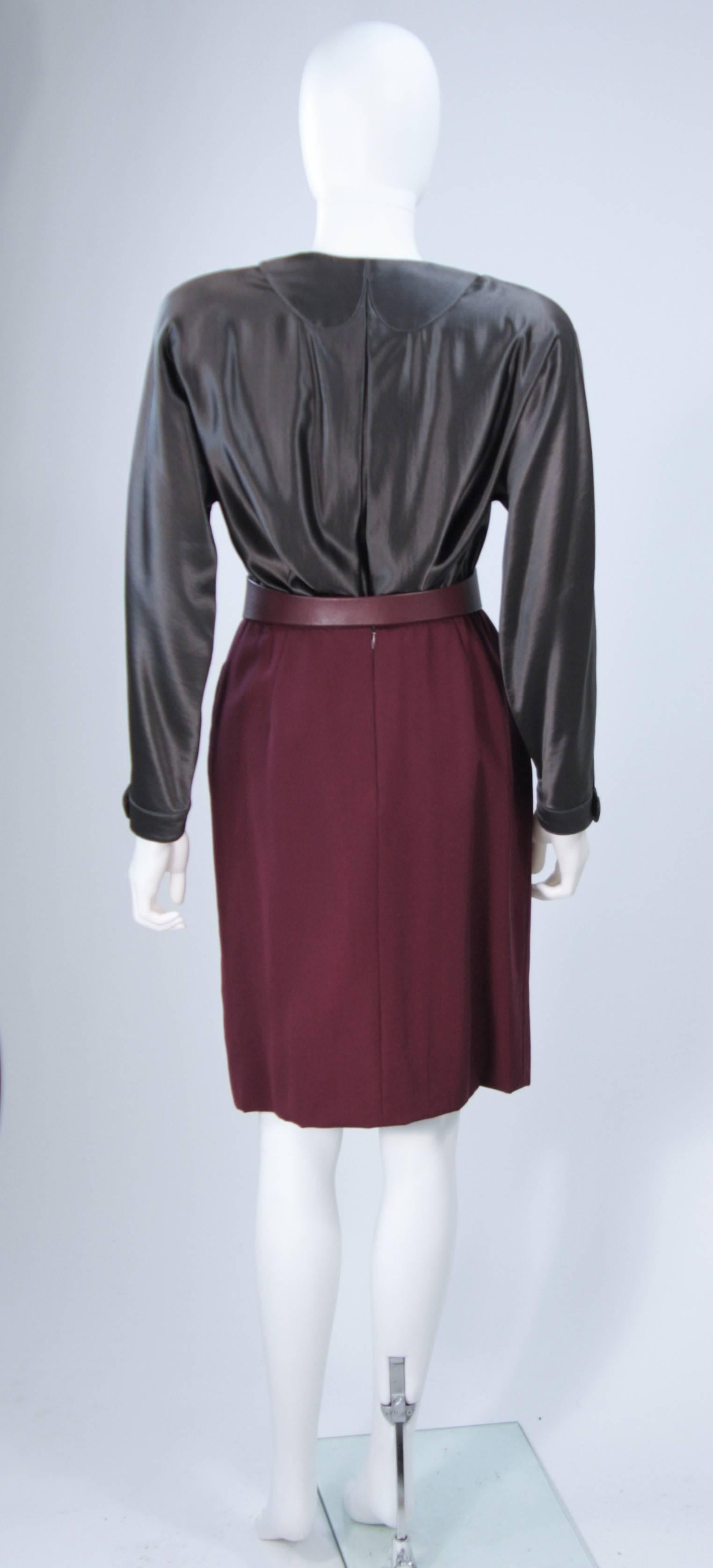 Women's GEOFFREY BEENE Burgundy Embossed Suede Skirt Suit Ensemble Size 2-4