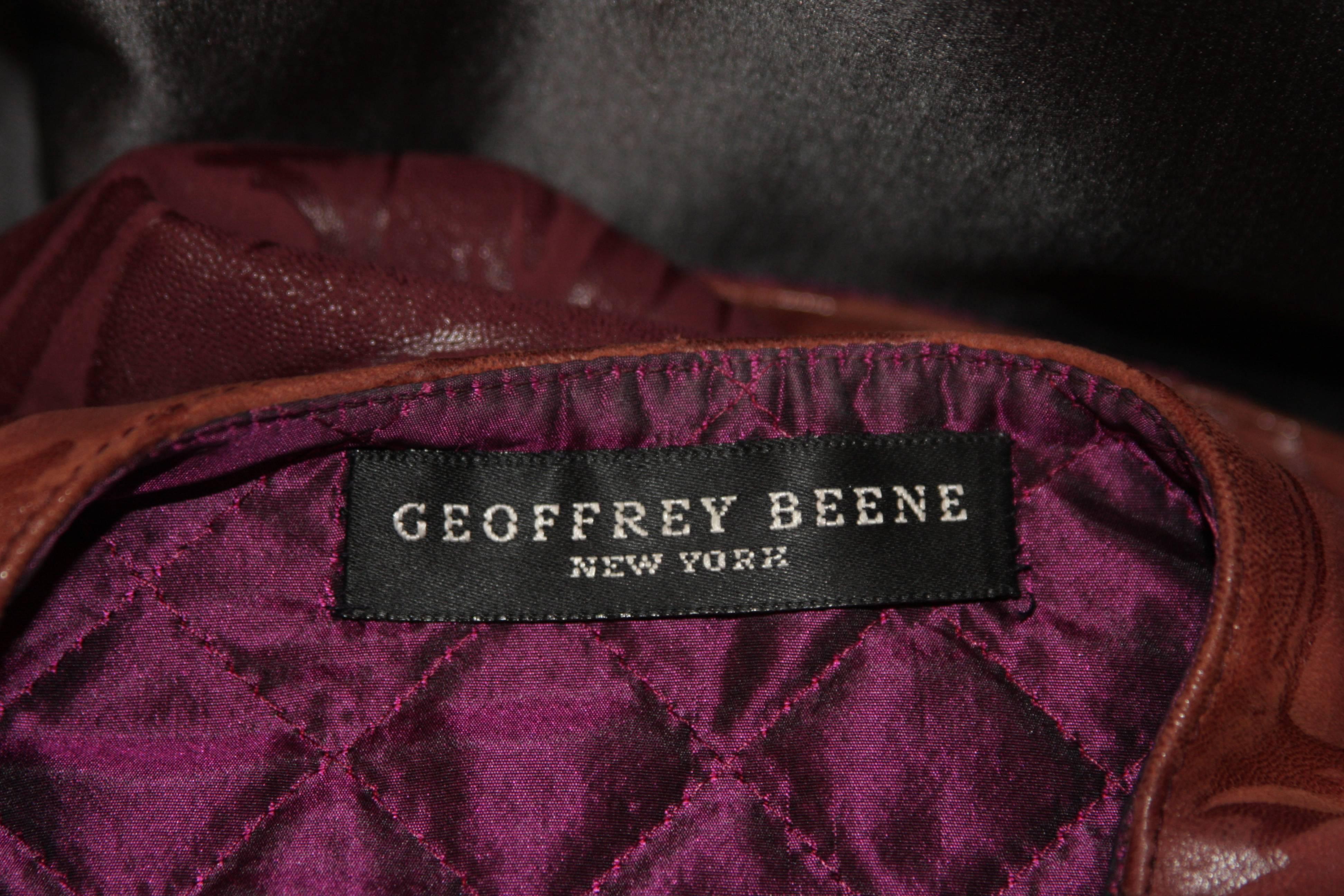 GEOFFREY BEENE Burgundy Embossed Suede Skirt Suit Ensemble Size 2-4 5