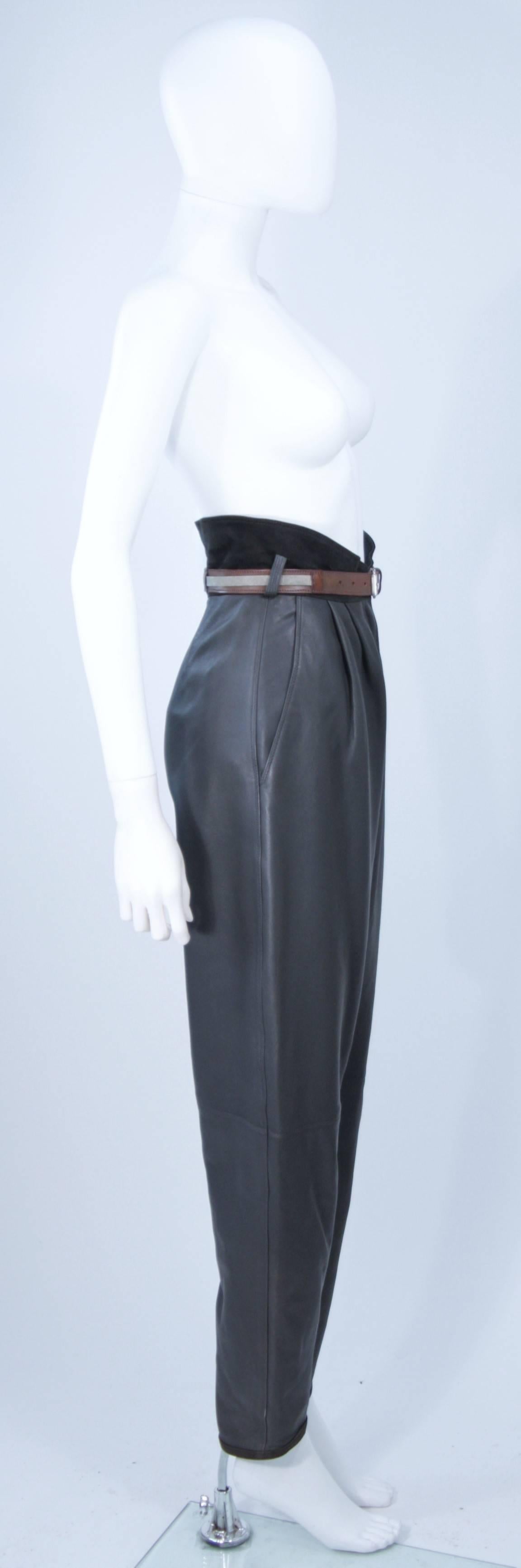 GIANNI VERSACE Leather Vest and Trouser Ensemble with Metal Studs Size 2-4 1