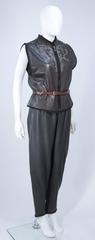 GIANNI VERSACE Leather Vest and Trouser Ensemble with Metal Studs Size 2-4