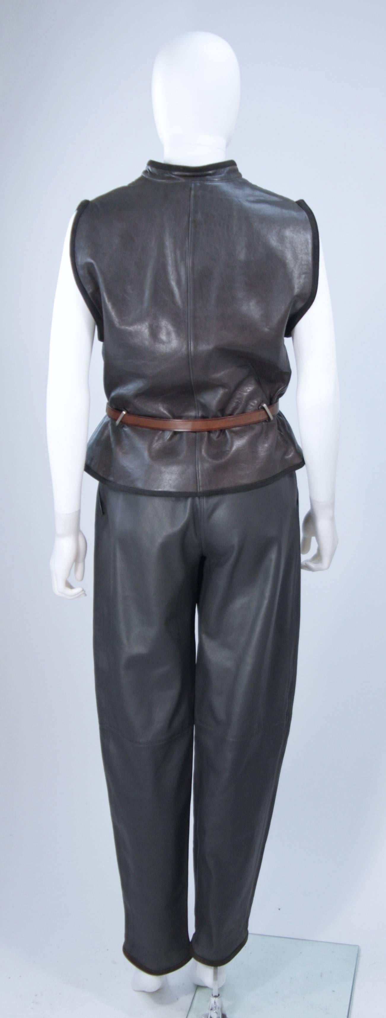 GIANNI VERSACE Leather Vest and Trouser Ensemble with Metal Studs Size 2-4 2