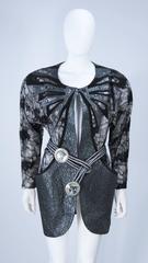 ROBERTO CAVALLI Lace Metallic Suede Dolman Jacket with Sash Belt Size Small