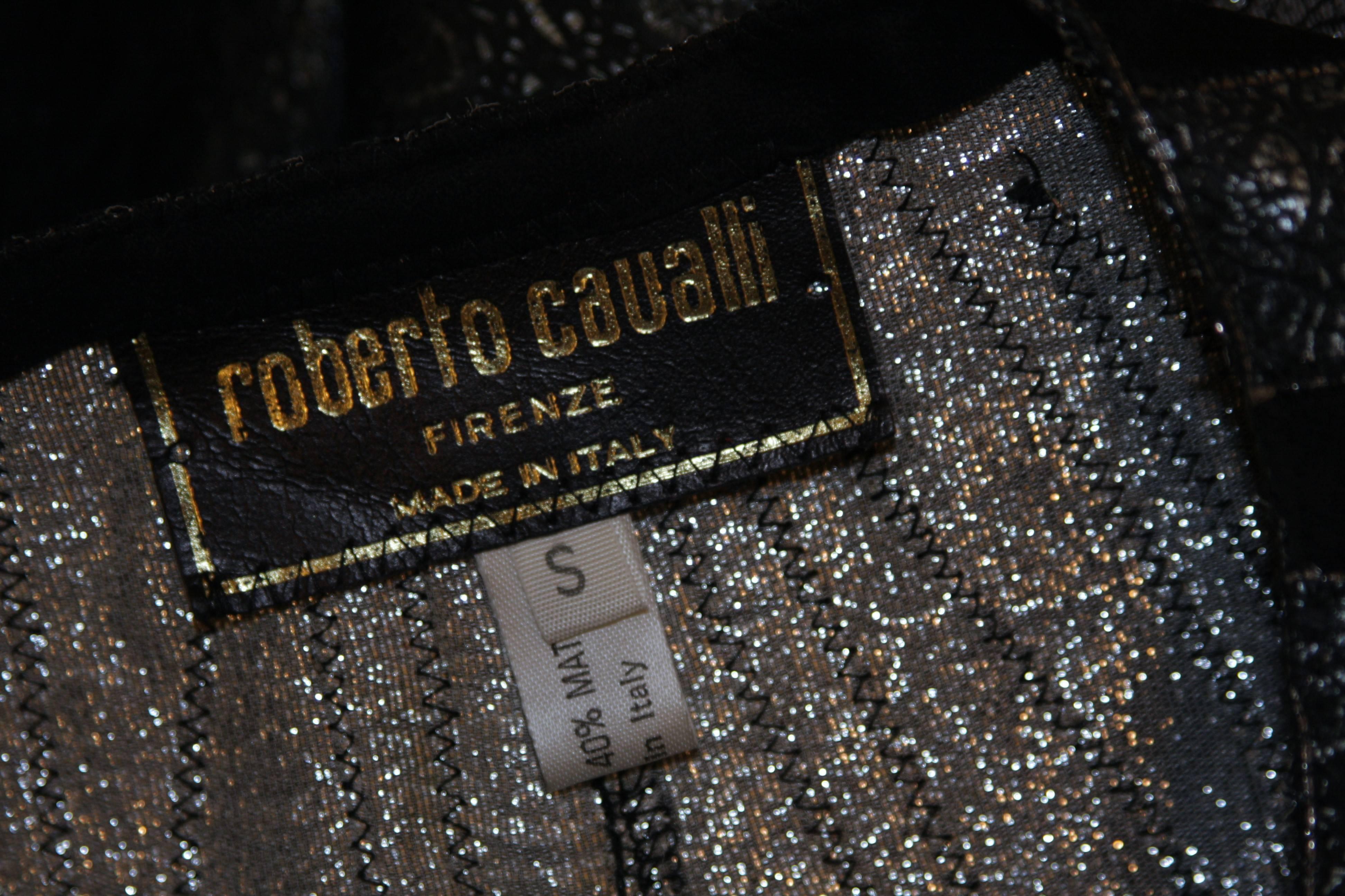 ROBERTO CAVALLI Lace Metallic Suede Dolman Jacket with Sash Belt Size Small 5