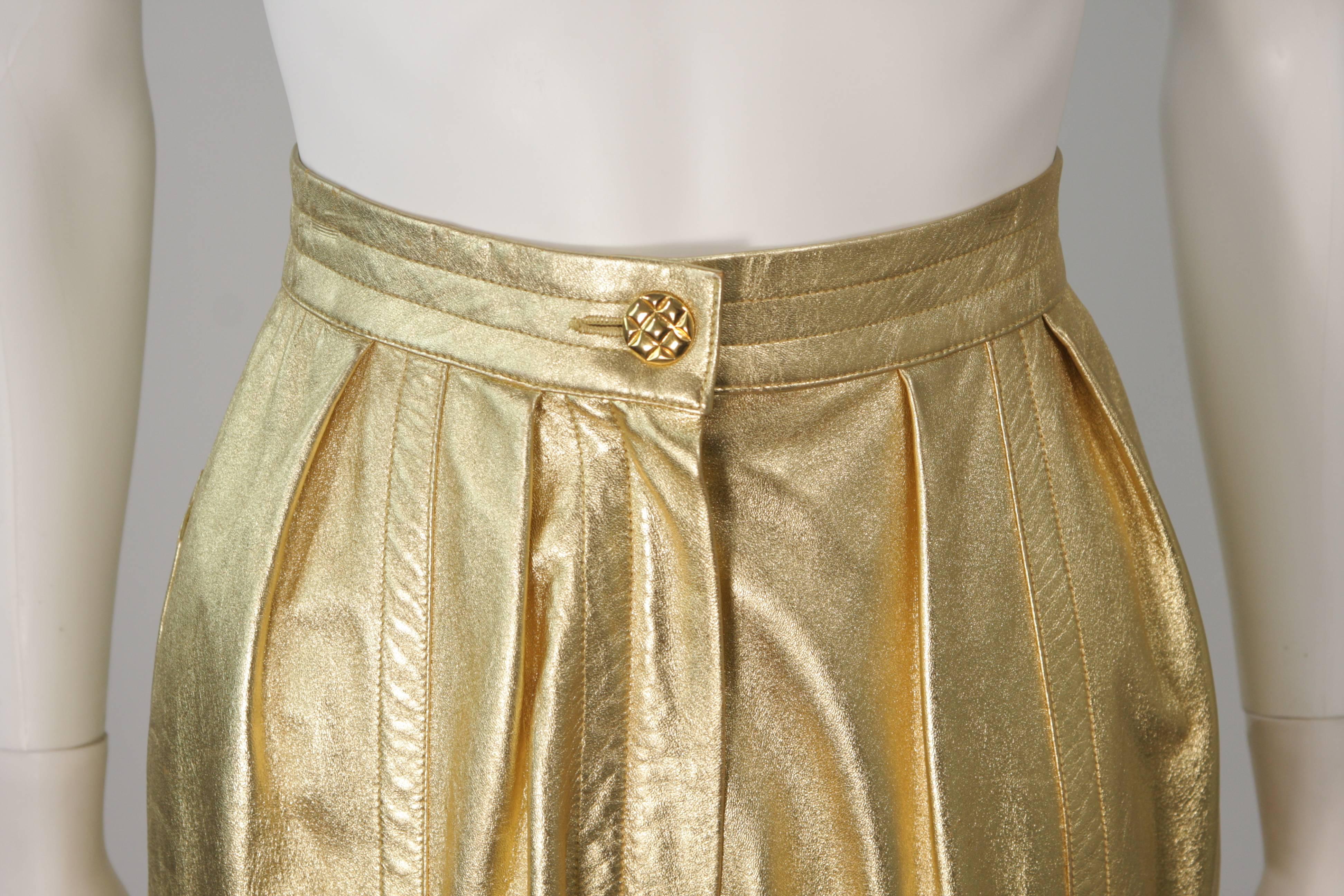 gold pleated pants