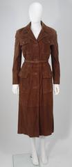 GIANNI VERSACE Brown Suede Trench Coat with Belt Size 6