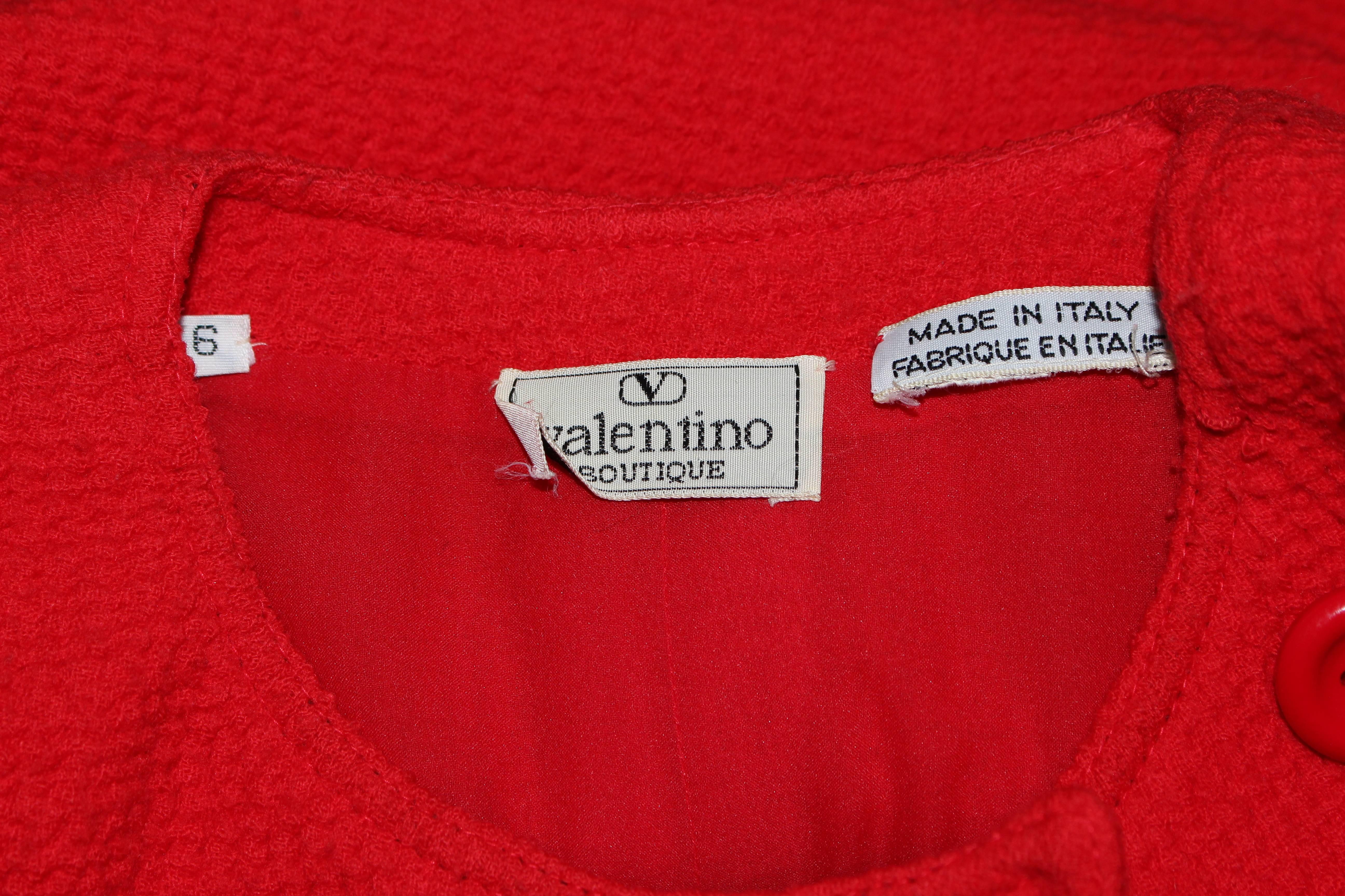 VALENTINO Red Wool Dress Size 6-8 For Sale 2
