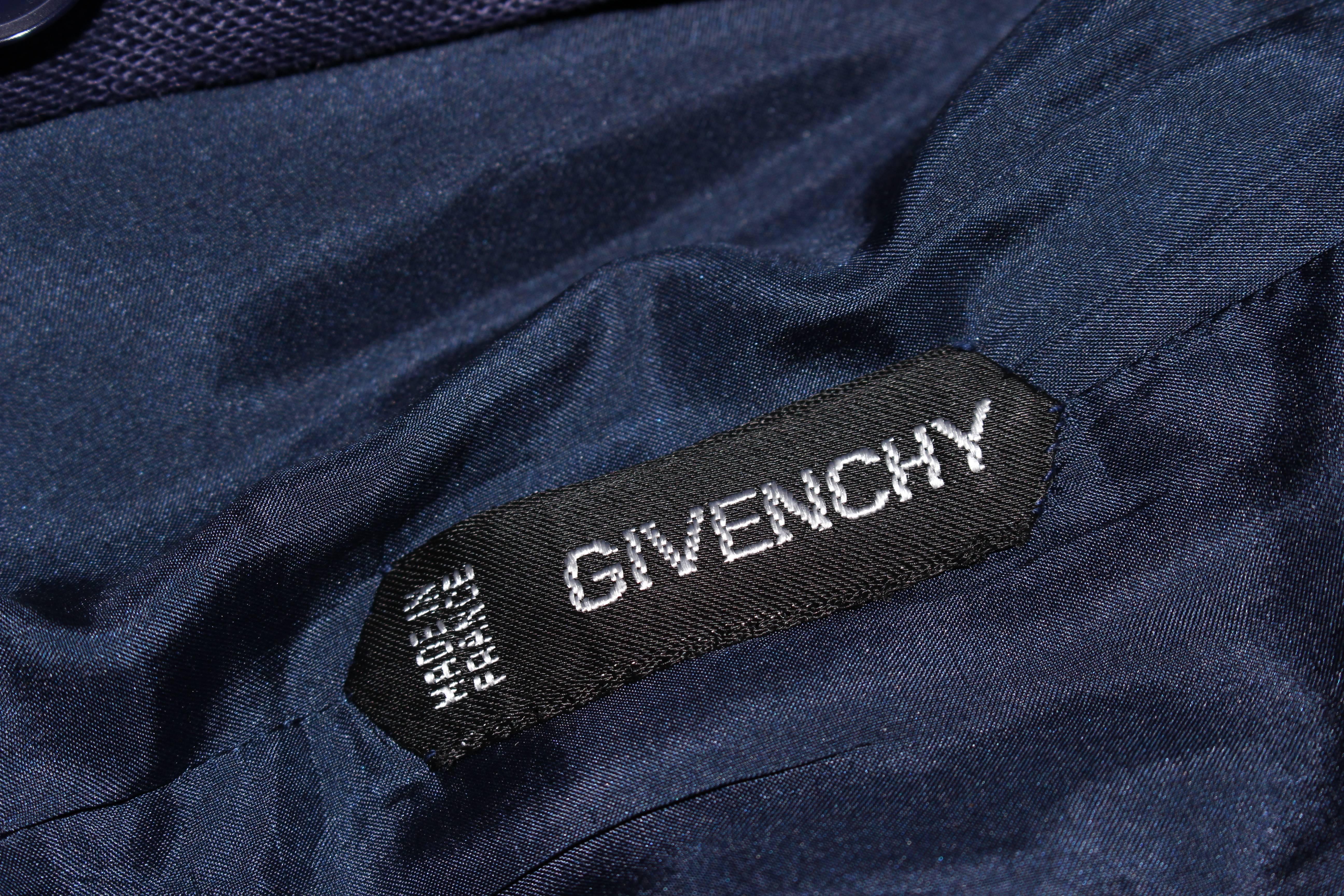 GIVENCHY COUTURE Navy Linen Color Block Dress with Bow Size 6 4