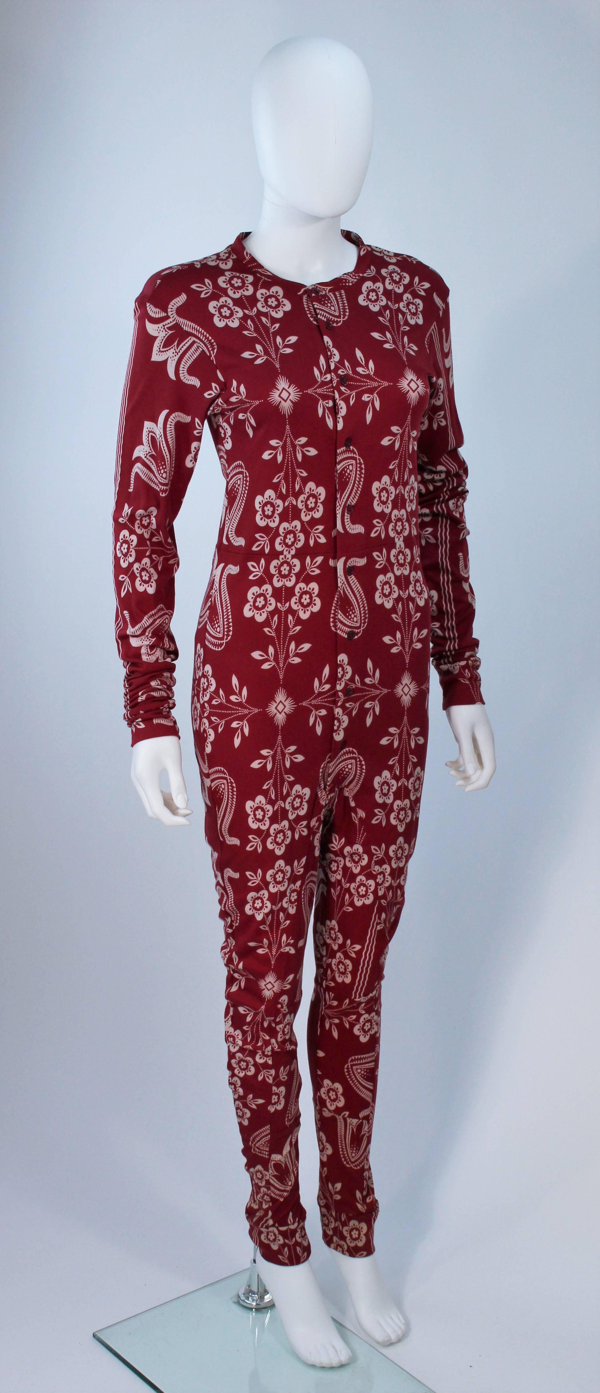 JOHN GALLIANO Burgundy Patterned Onesie Size 6 In Excellent Condition In Los Angeles, CA