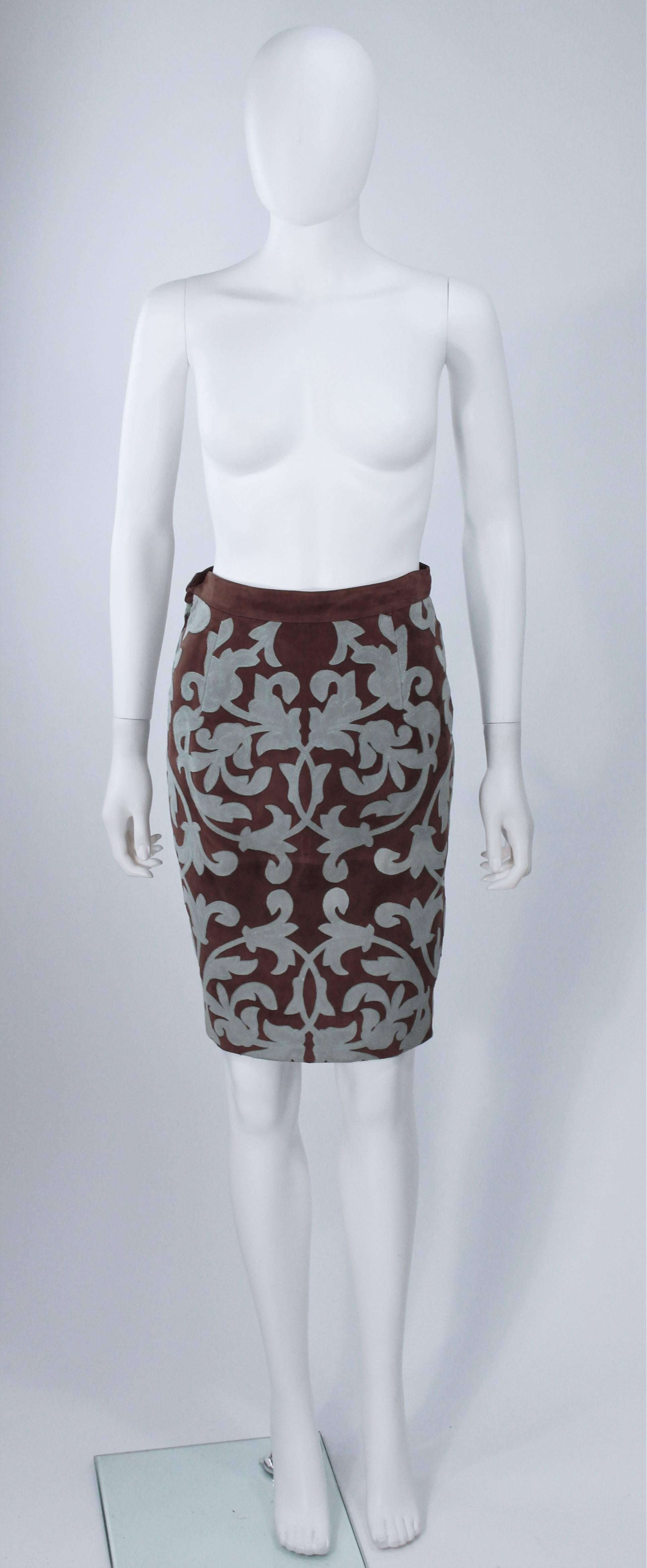 VALENTINO Cashmere Sweater and Suede Skirt Ensemble Size Size 4 4