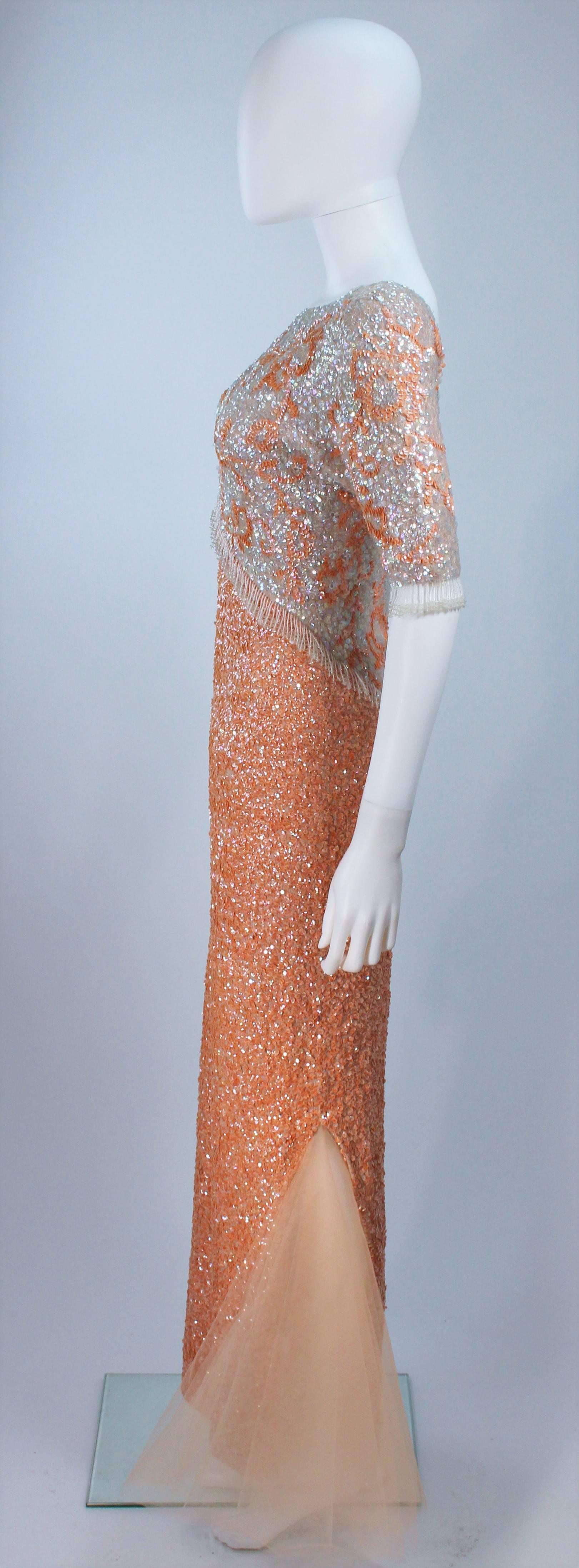 Vintage 1950's Iridescent Peach Stretch Wool Knit Gown Size 4-8 For Sale 2