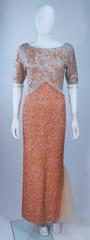 Vintage 1950's Iridescent Peach Stretch Wool Knit Gown Size 4-8