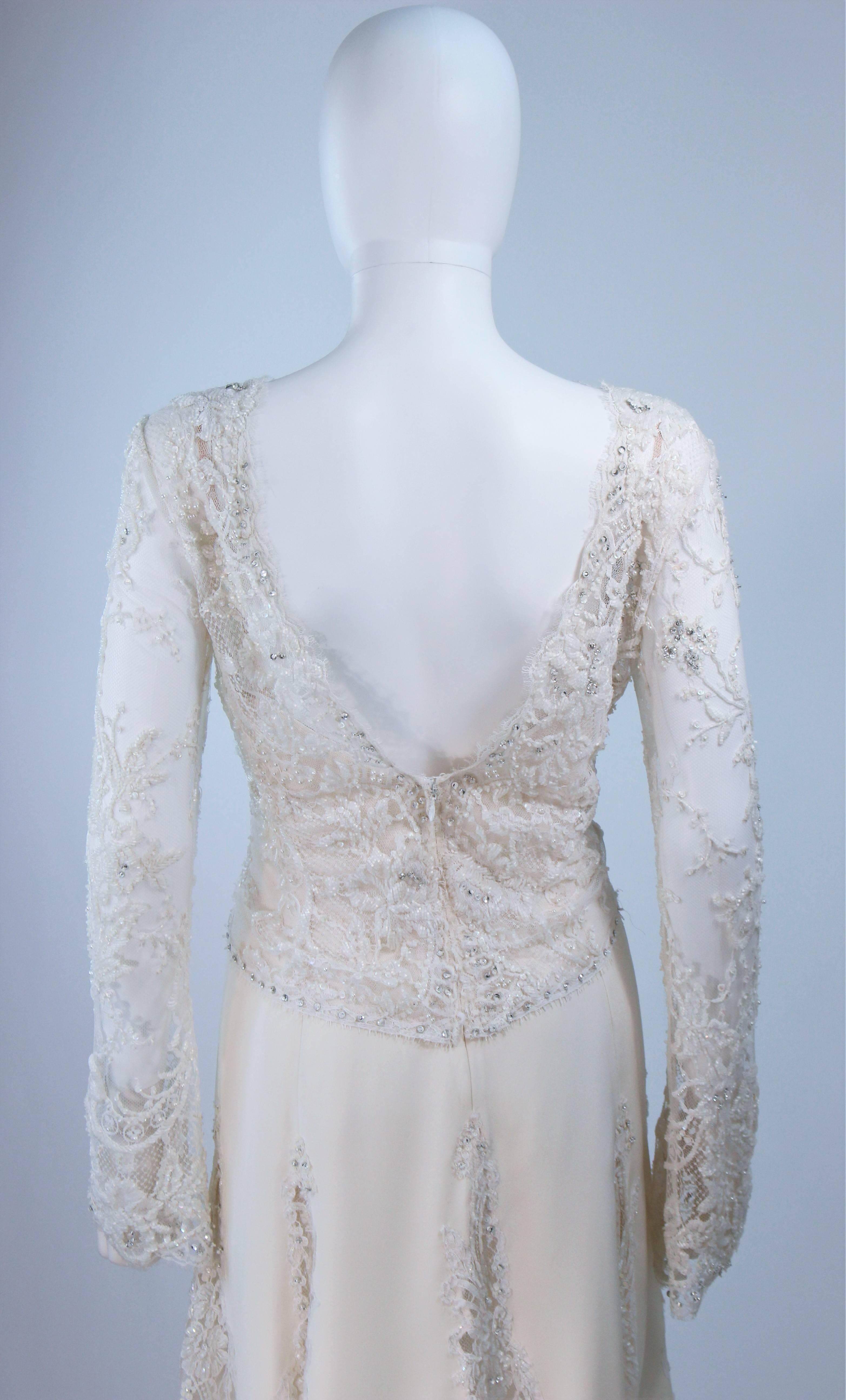 FE ZANDI White Lace Silk Embellished Dress Size 6 For Sale 4