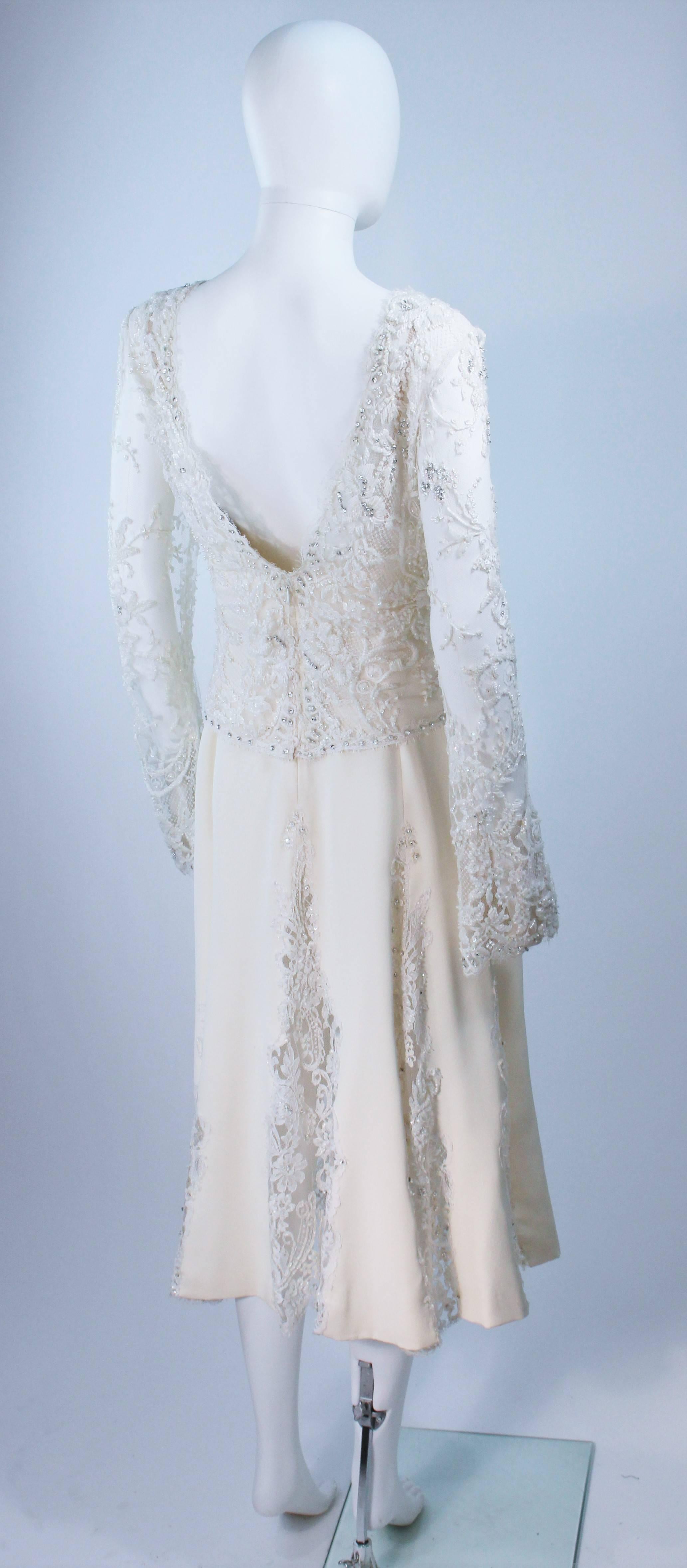 FE ZANDI White Lace Silk Embellished Dress Size 6 For Sale 2