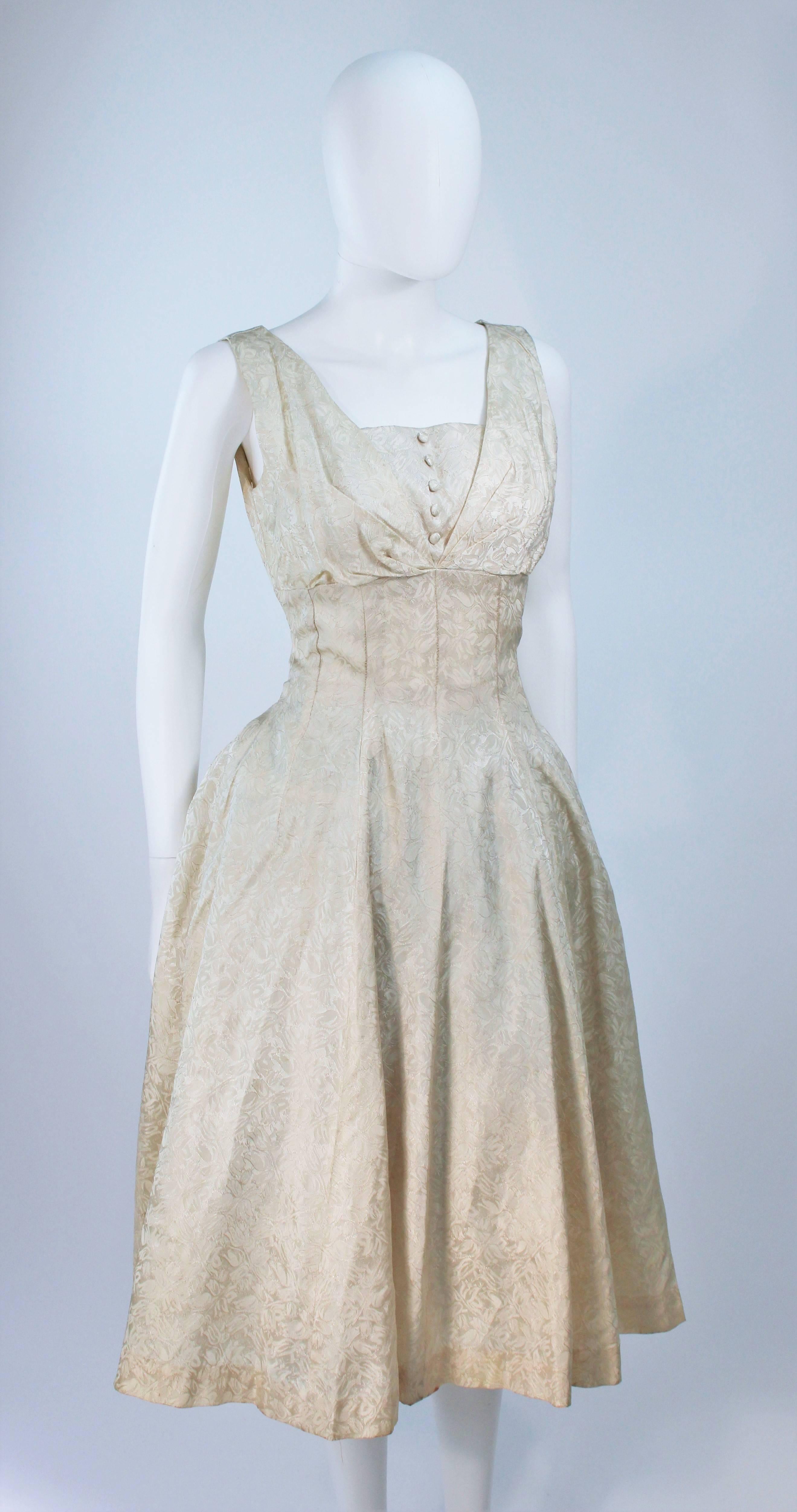 1960's Cream Brocade Cocktail Dress Size 4-6 1