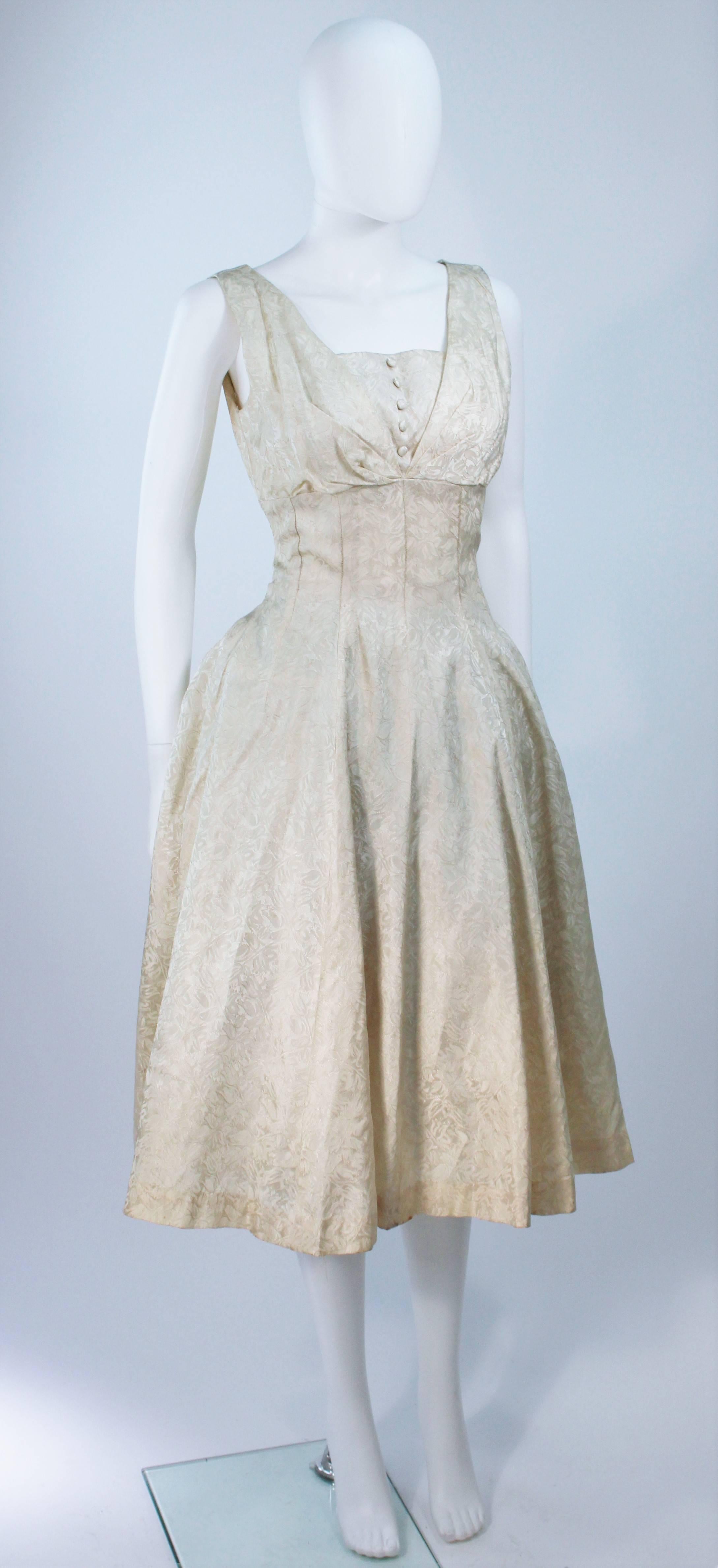 Women's 1960's Cream Brocade Cocktail Dress Size 4-6