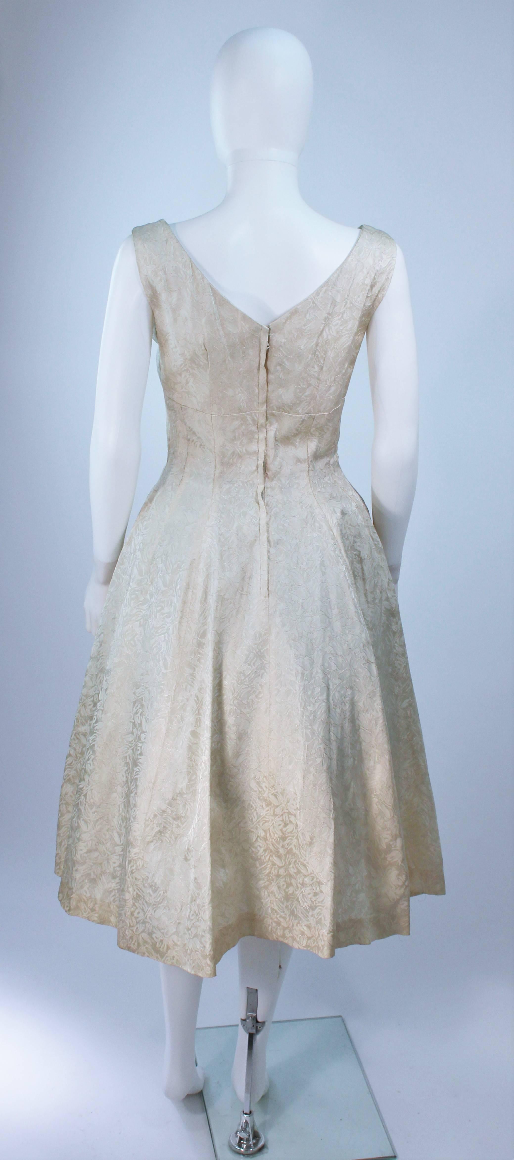 1960's Cream Brocade Cocktail Dress Size 4-6 4
