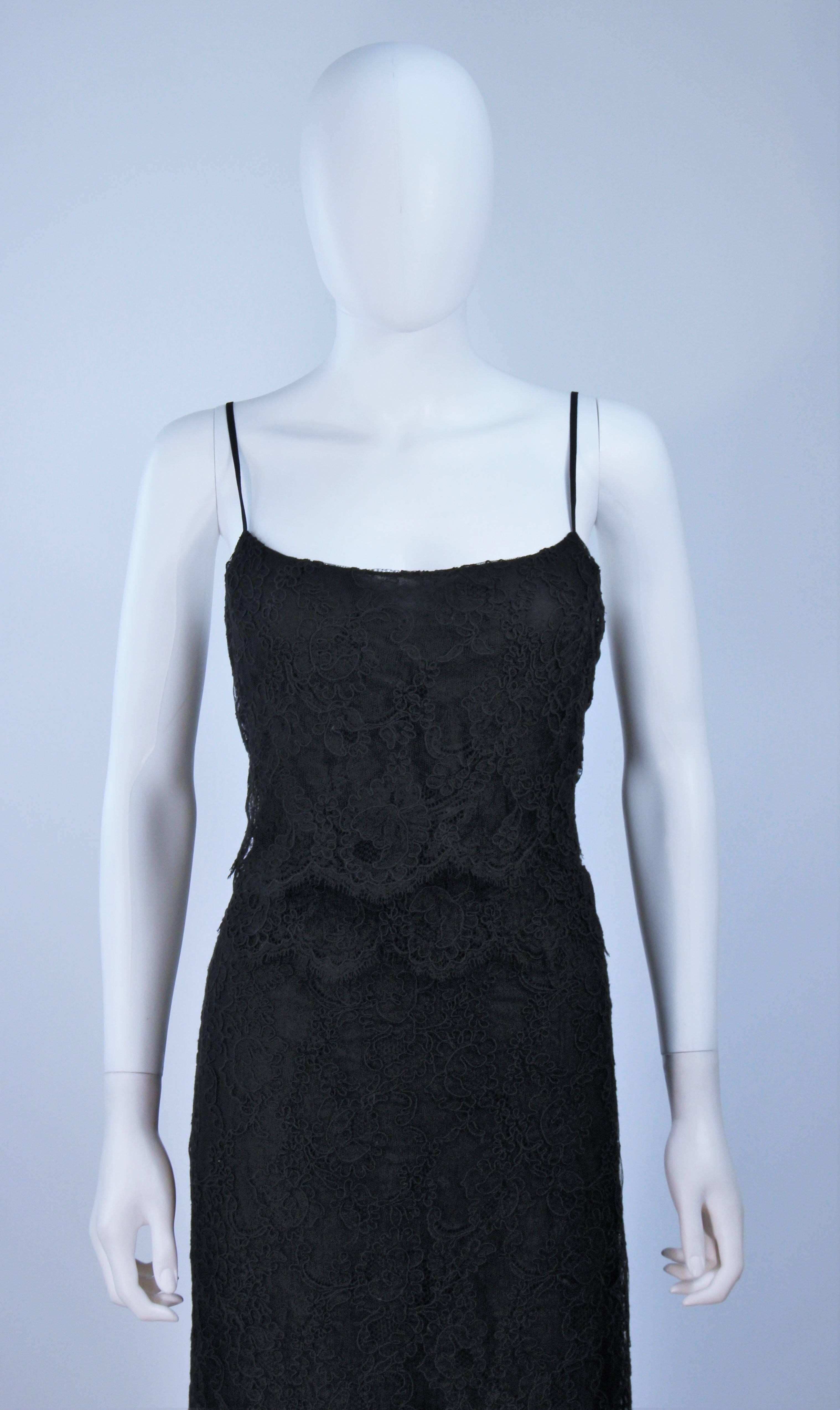 CHANEL Black Tiered Lace Dress Size 10 In Excellent Condition In Los Angeles, CA