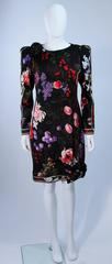 LEONARD Black Silk Cocktail Dress with Fruit Pattern & Bows Size 4-6