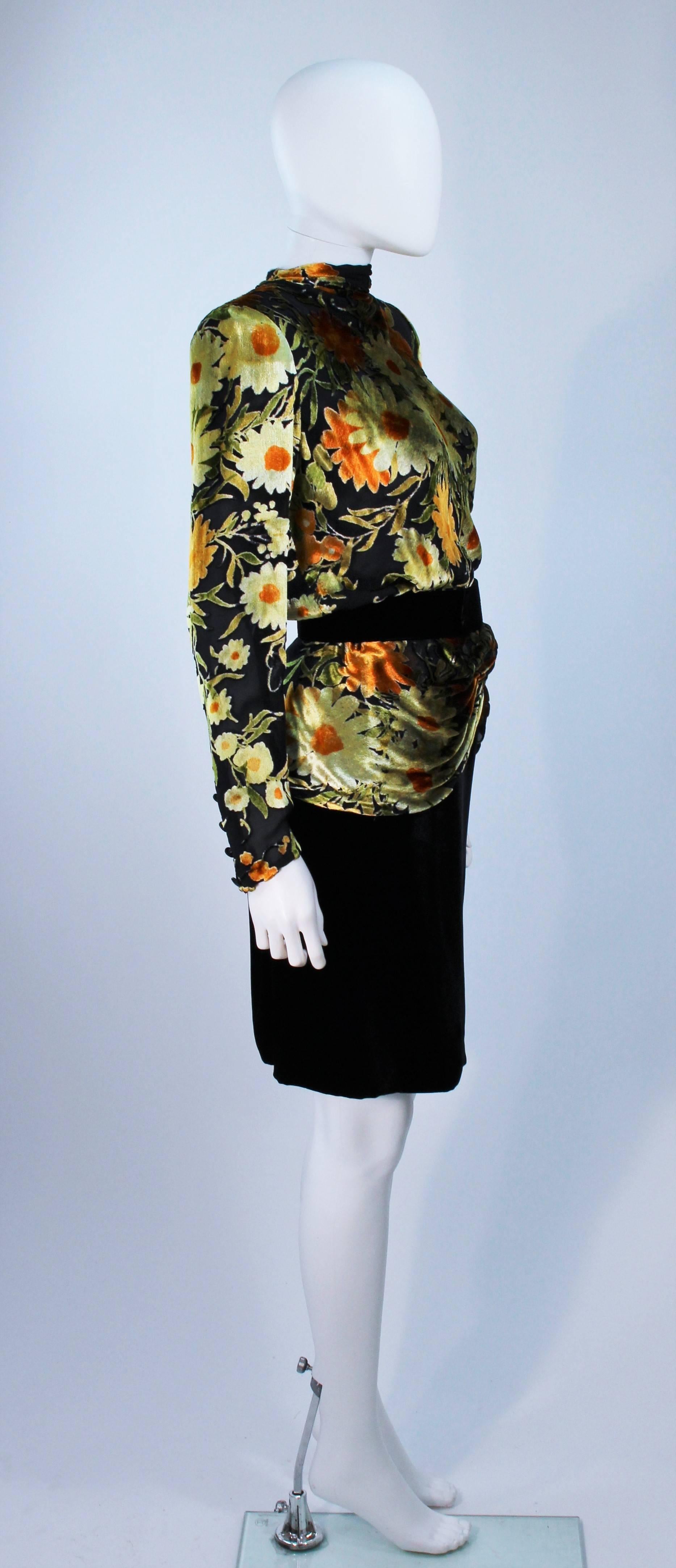Women's VALENTINO Draped Silk Chiffon with Velvet Skirt Set Size 8