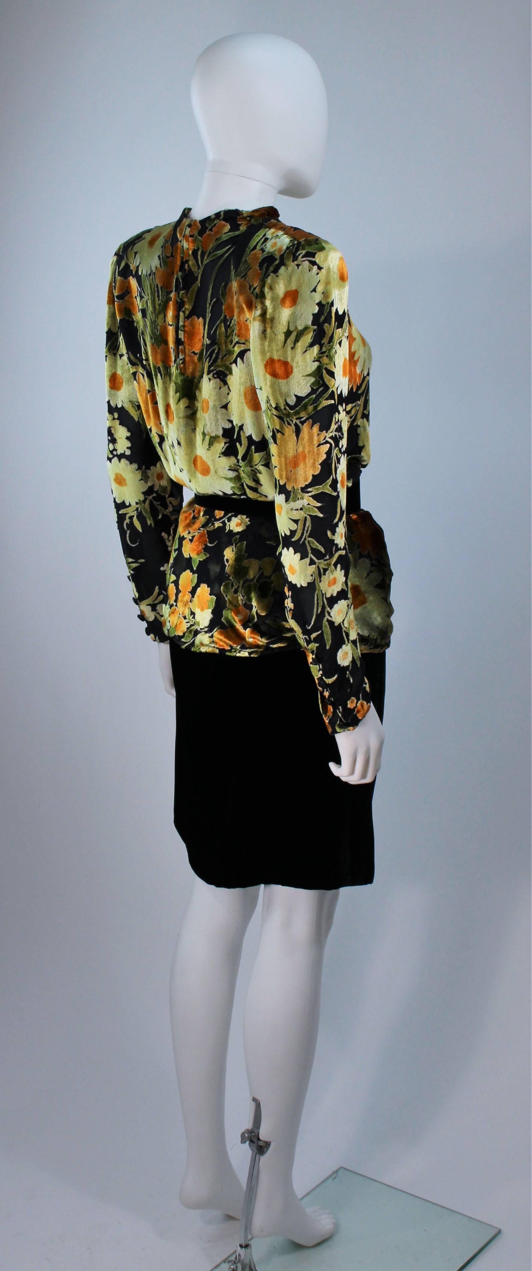 VALENTINO Draped Silk Chiffon with Velvet Skirt Set Size 8 1