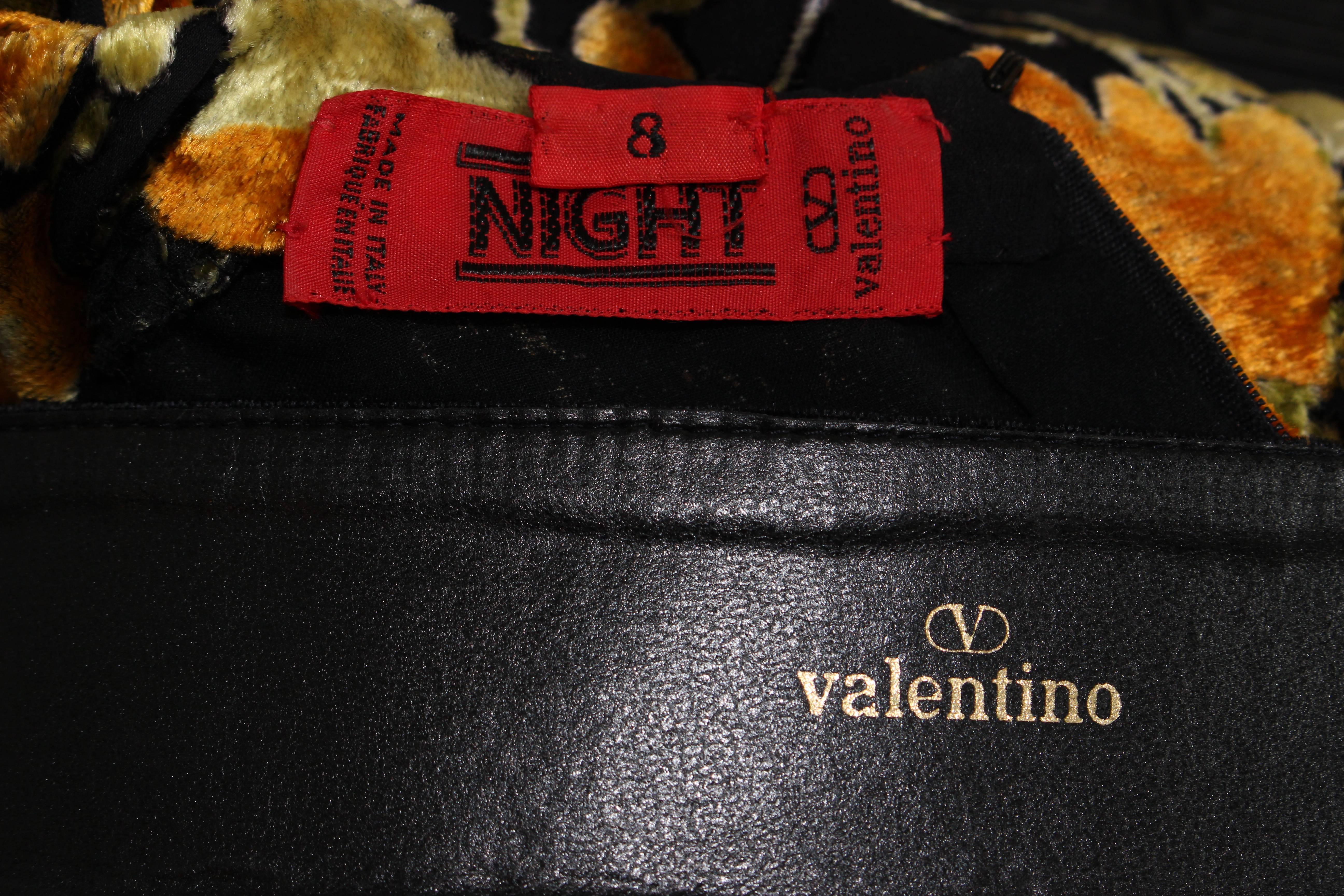 VALENTINO Draped Silk Chiffon with Velvet Skirt Set Size 8 5