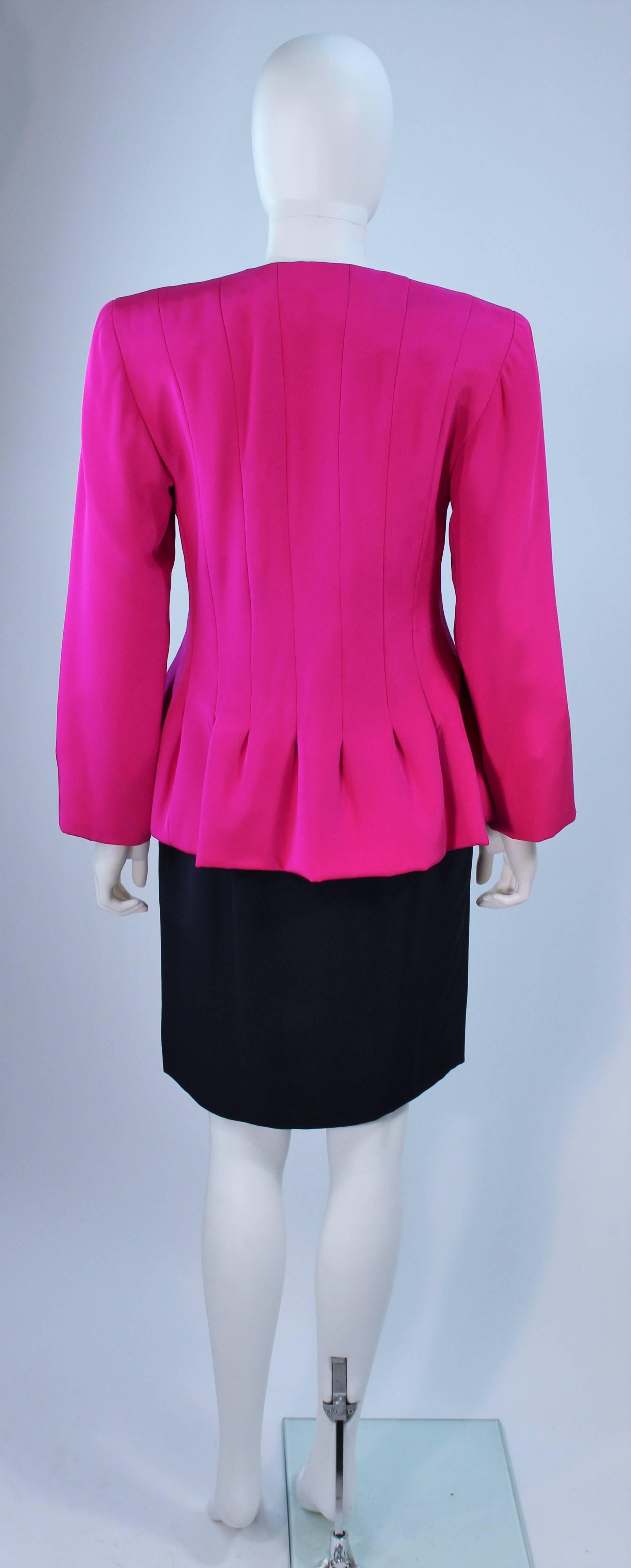 Purple JACQUELINE DE RIBES Silk Magenta Skirt Suit with Sequin Blouse Size 6 For Sale