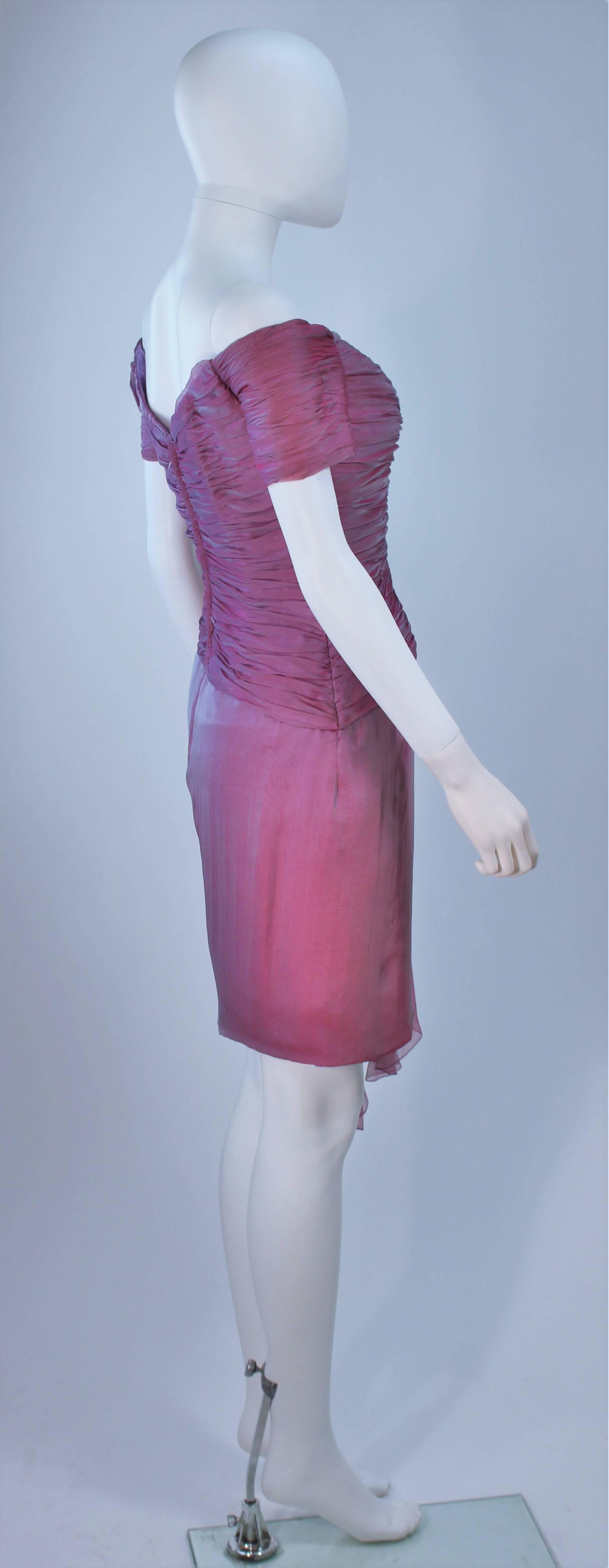 VICKY TIEL Lavender Silk Iridescent Cocktail Dress Size 38 For Sale 2