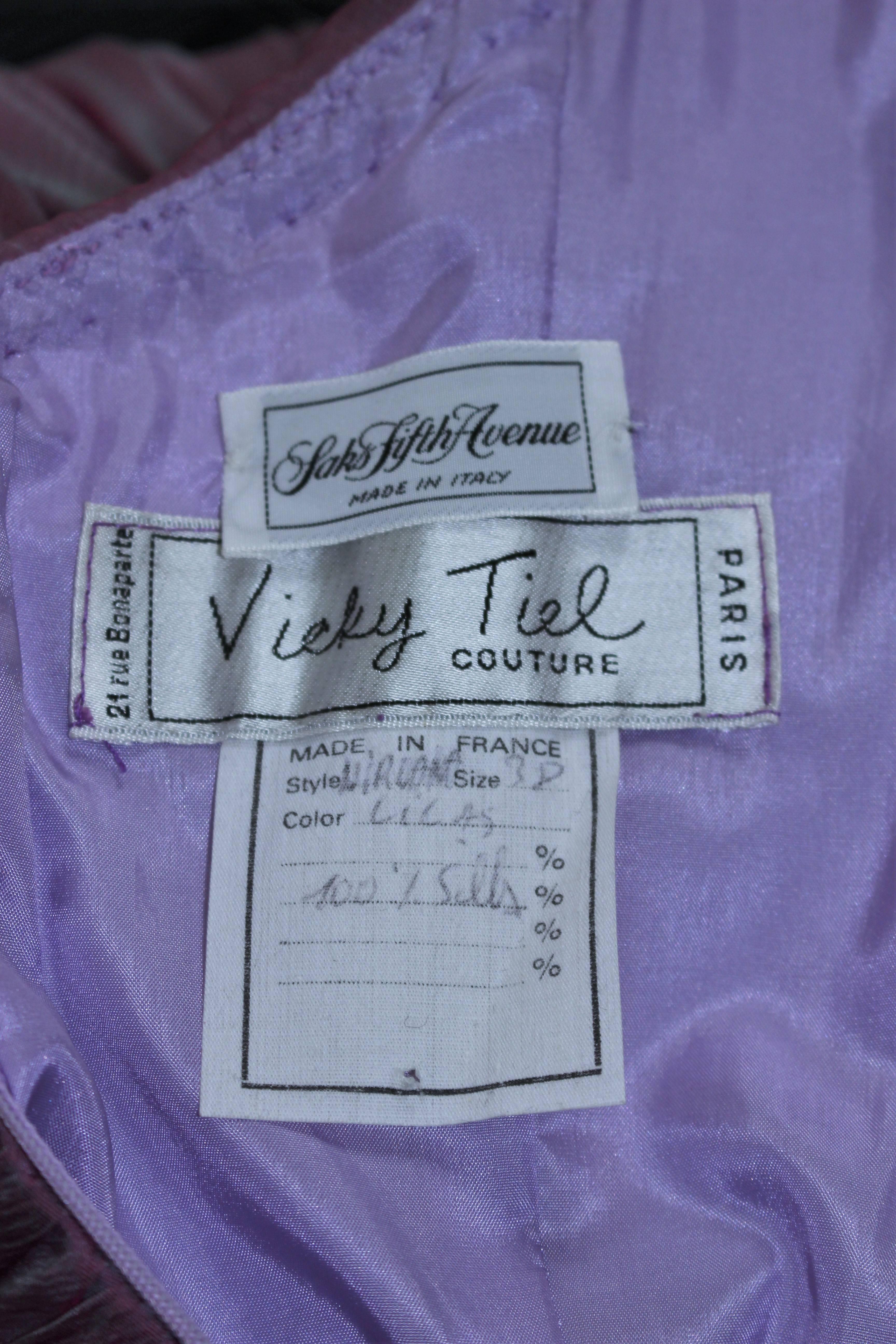 VICKY TIEL Lavender Silk Iridescent Cocktail Dress Size 38 For Sale 4