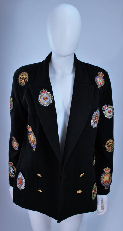 CHANEL BOUTIQUE RARE Beaded Coat of Arms Patch Black Cashmere