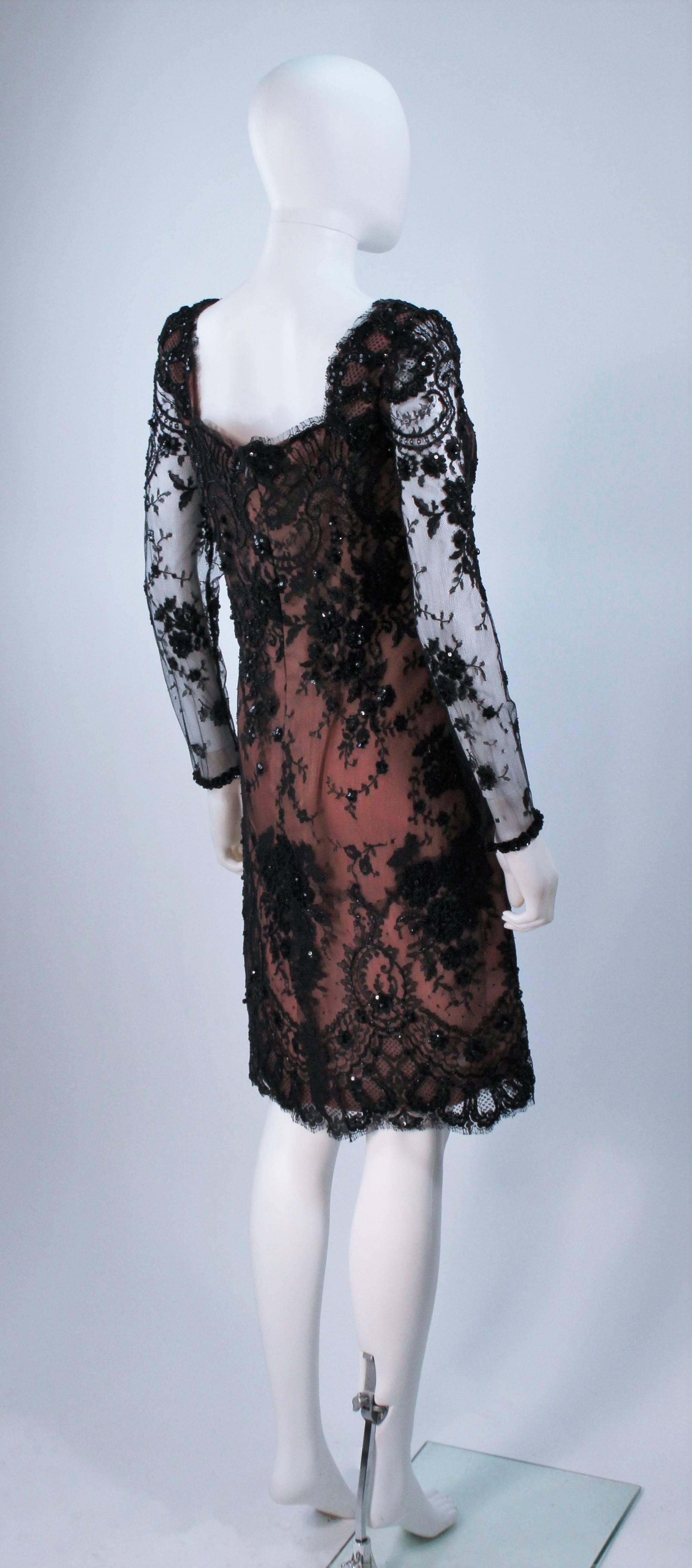 FE ZANDI Black Lace Embellished Cocktail Dress Size 8 For Sale 3