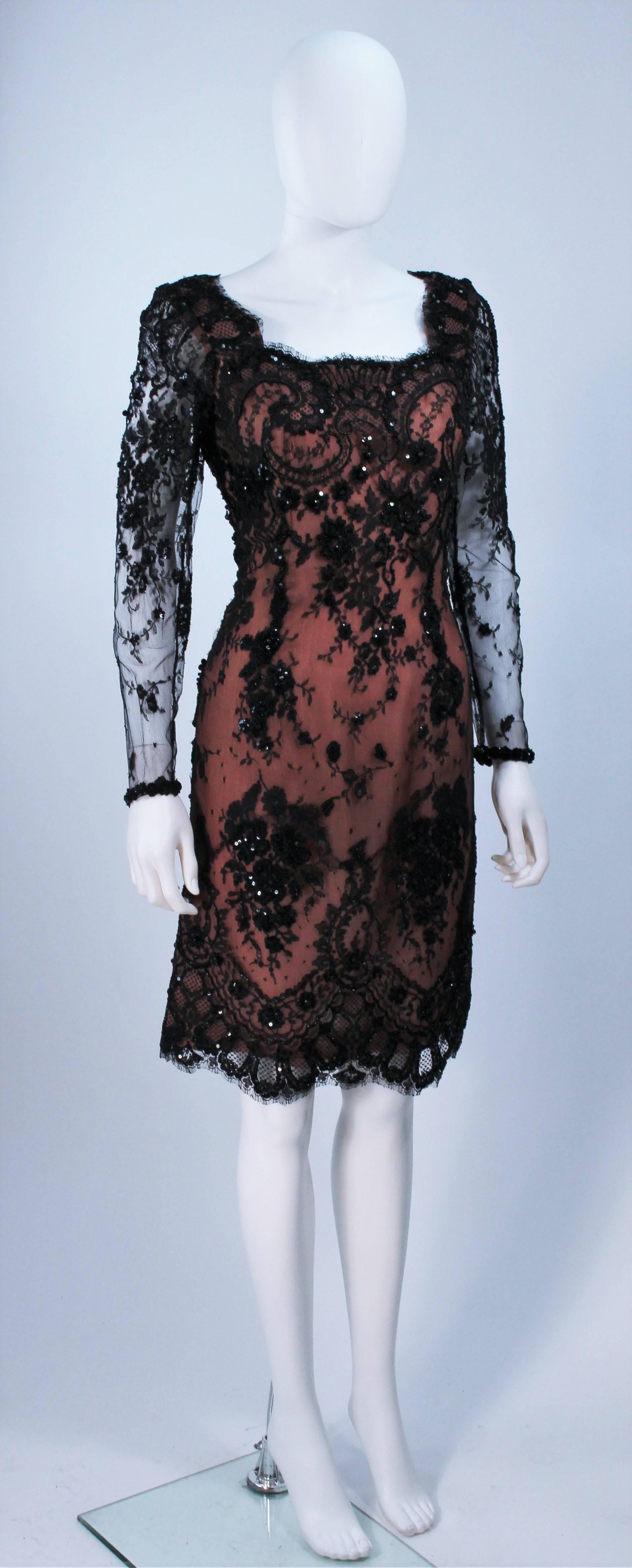 Women's FE ZANDI Black Lace Embellished Cocktail Dress Size 8 For Sale