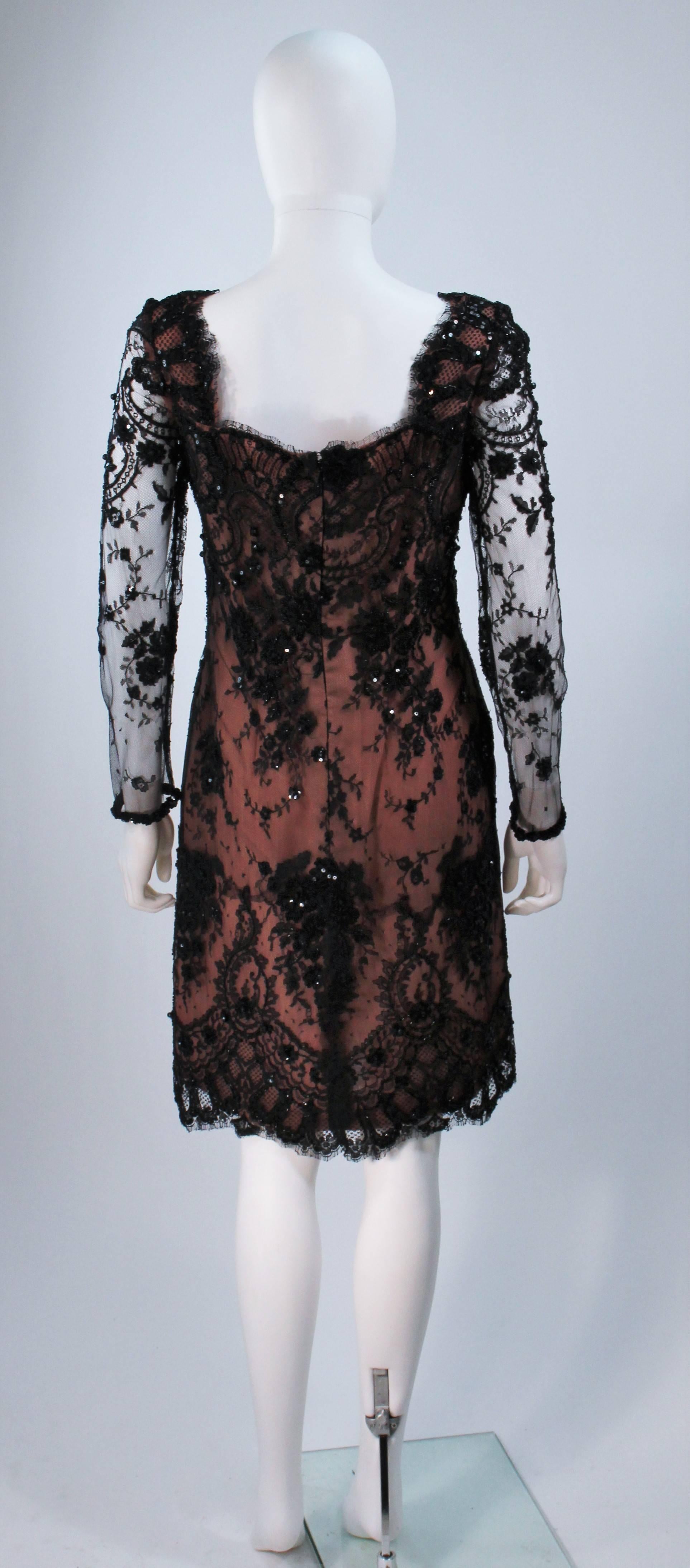 FE ZANDI Black Lace Embellished Cocktail Dress Size 8 For Sale 4