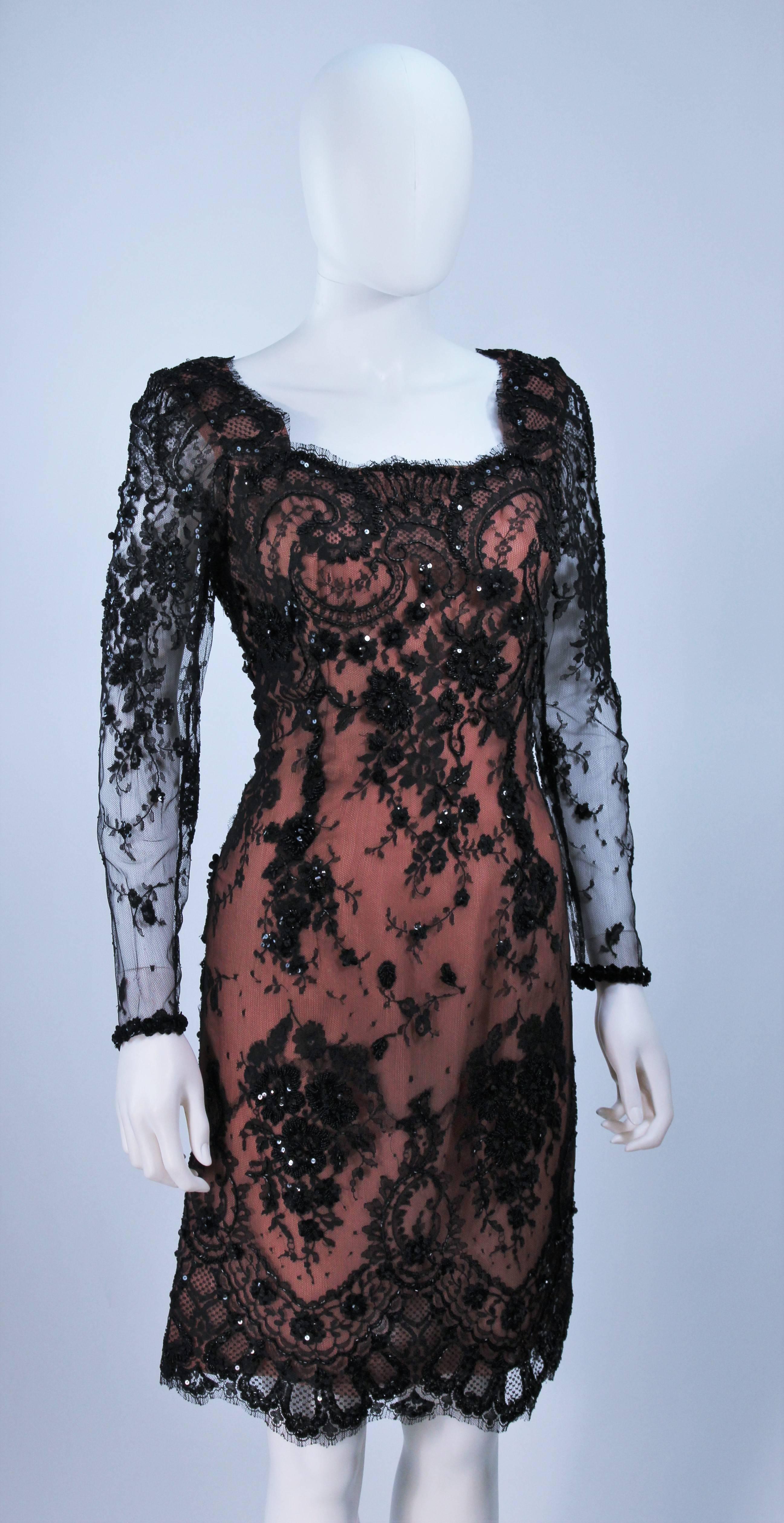 FE ZANDI Black Lace Embellished Cocktail Dress Size 8 For Sale 1