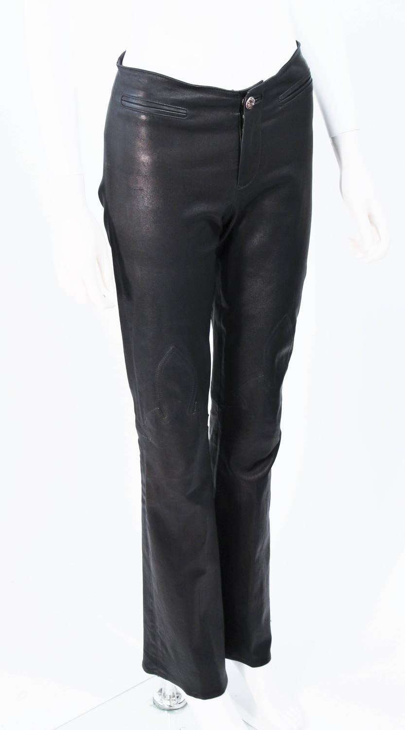CHROME HEARTS Black Stretch Leather Boot Cut Pants Size 4 For Sale at ...