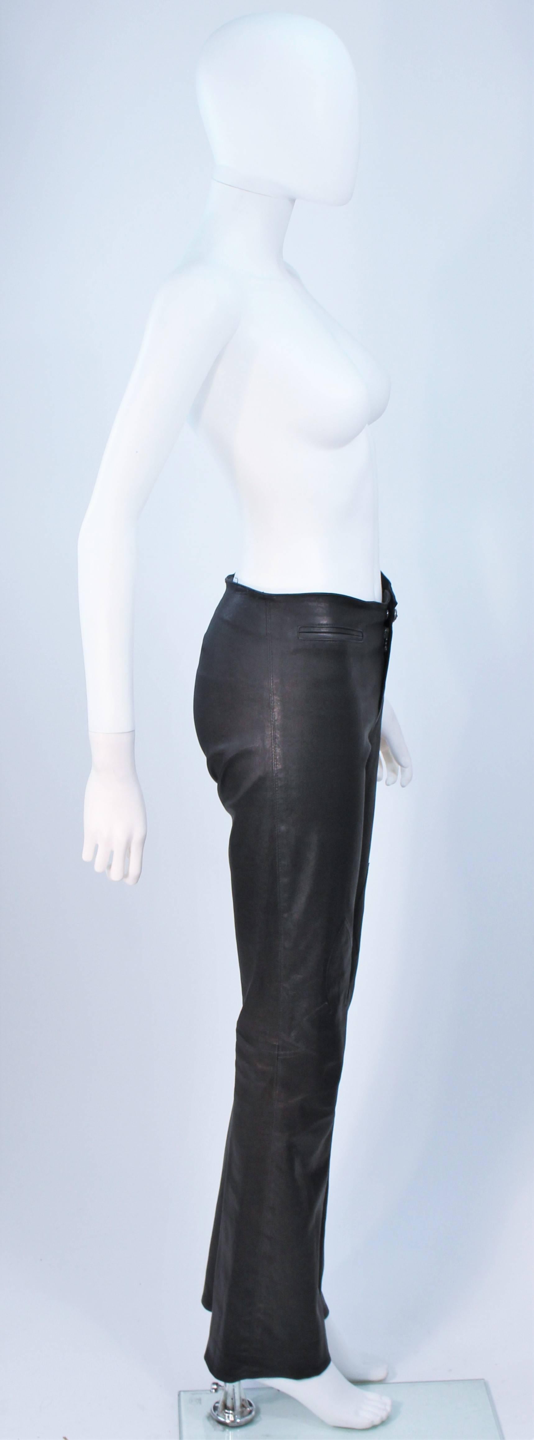 CHROME HEARTS Black Stretch Leather Boot Cut Pants Size 4 In Excellent Condition In Los Angeles, CA