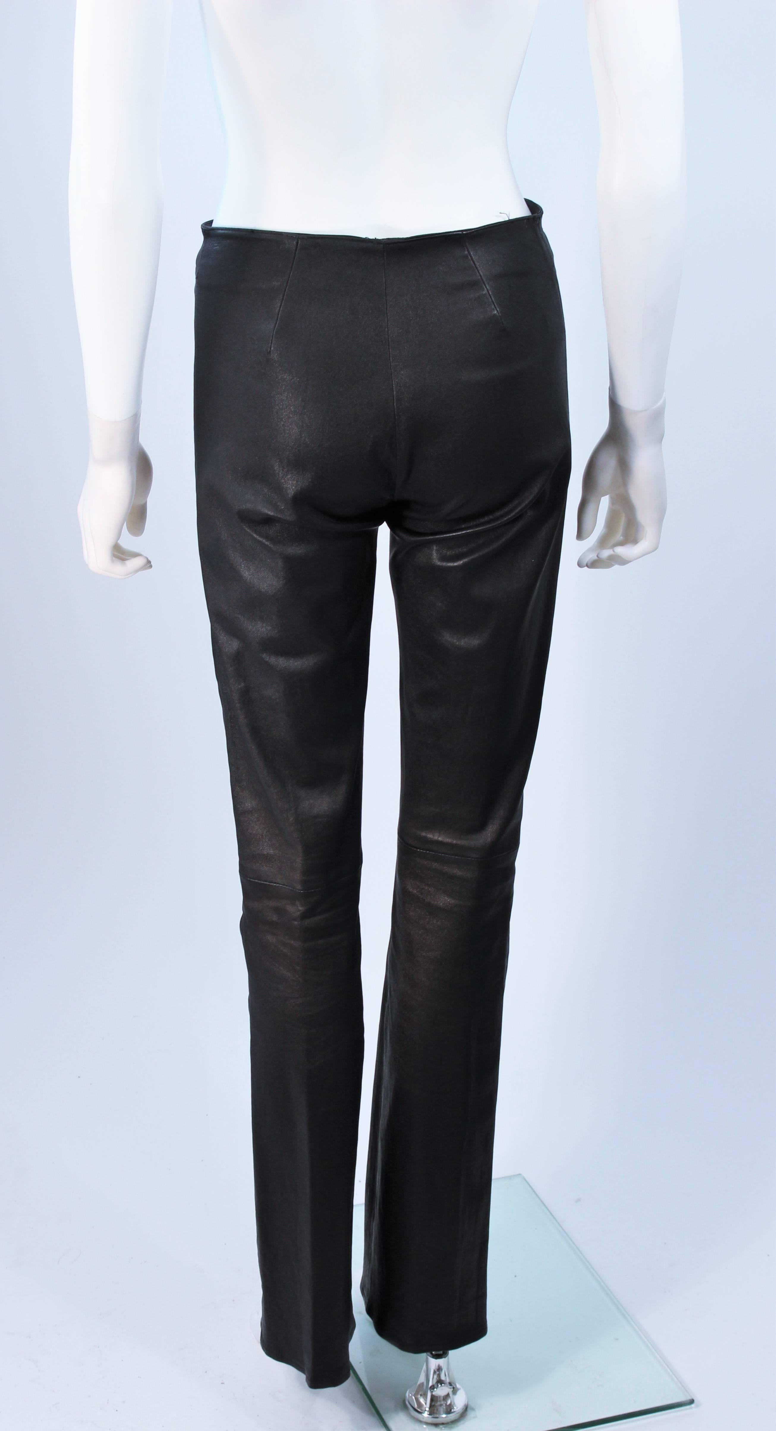 CHROME HEARTS Black Stretch Leather Boot Cut Pants Size 4 1