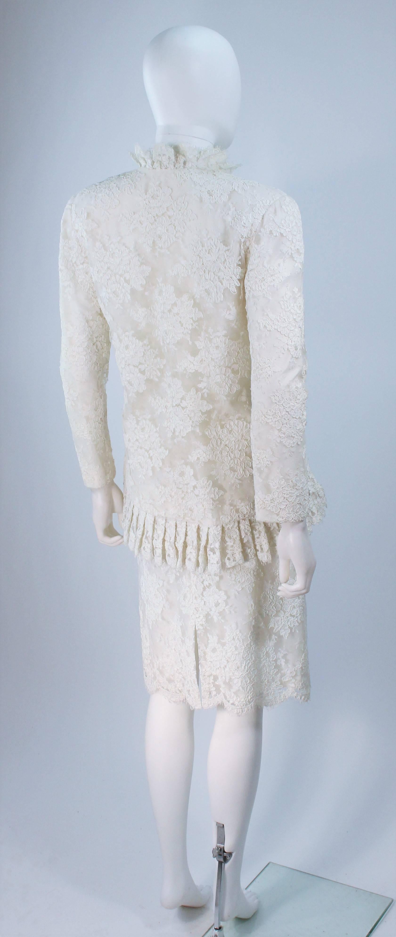 Women's BON CHOIX White Lace Skirt Suit Size 4-6 For Sale