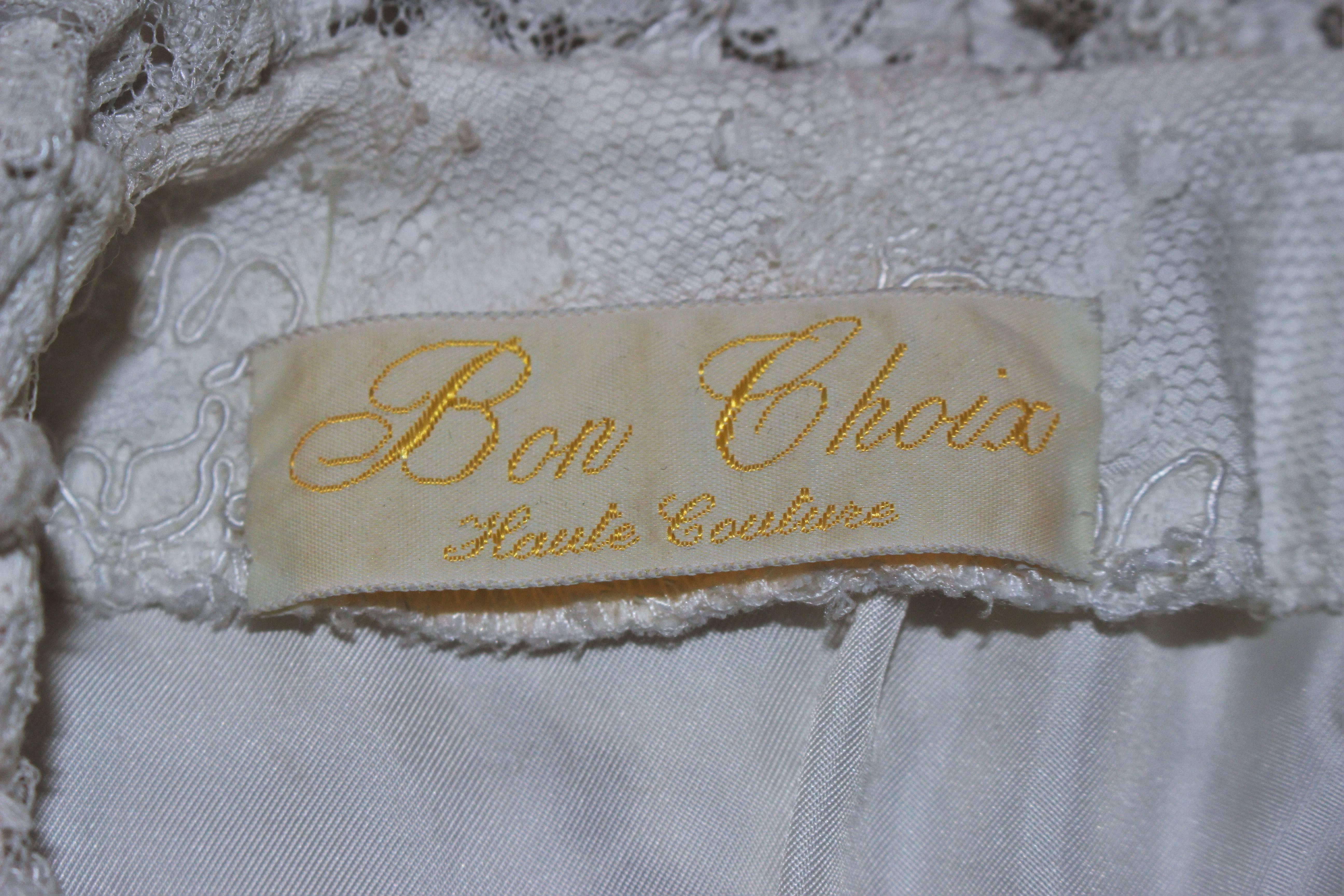 BON CHOIX White Lace Skirt Suit Size 4-6 For Sale 4