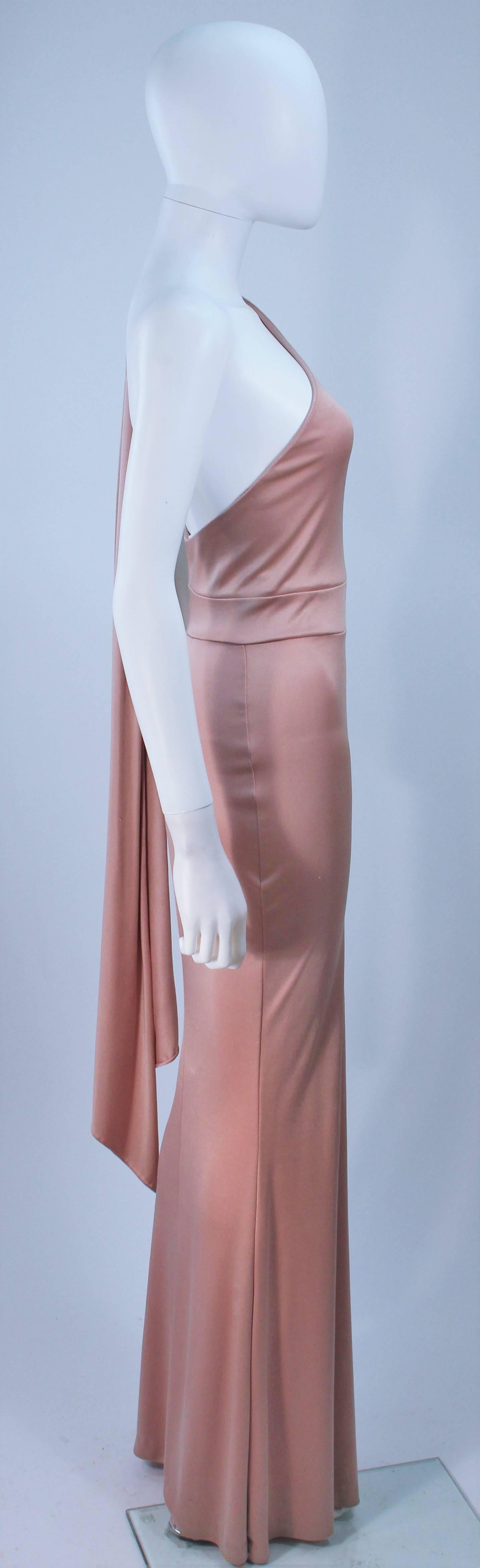 Women's ELIZABETH MASON COUTURE Deep Blush One Shoulder Draped Gown Made to Order For Sale