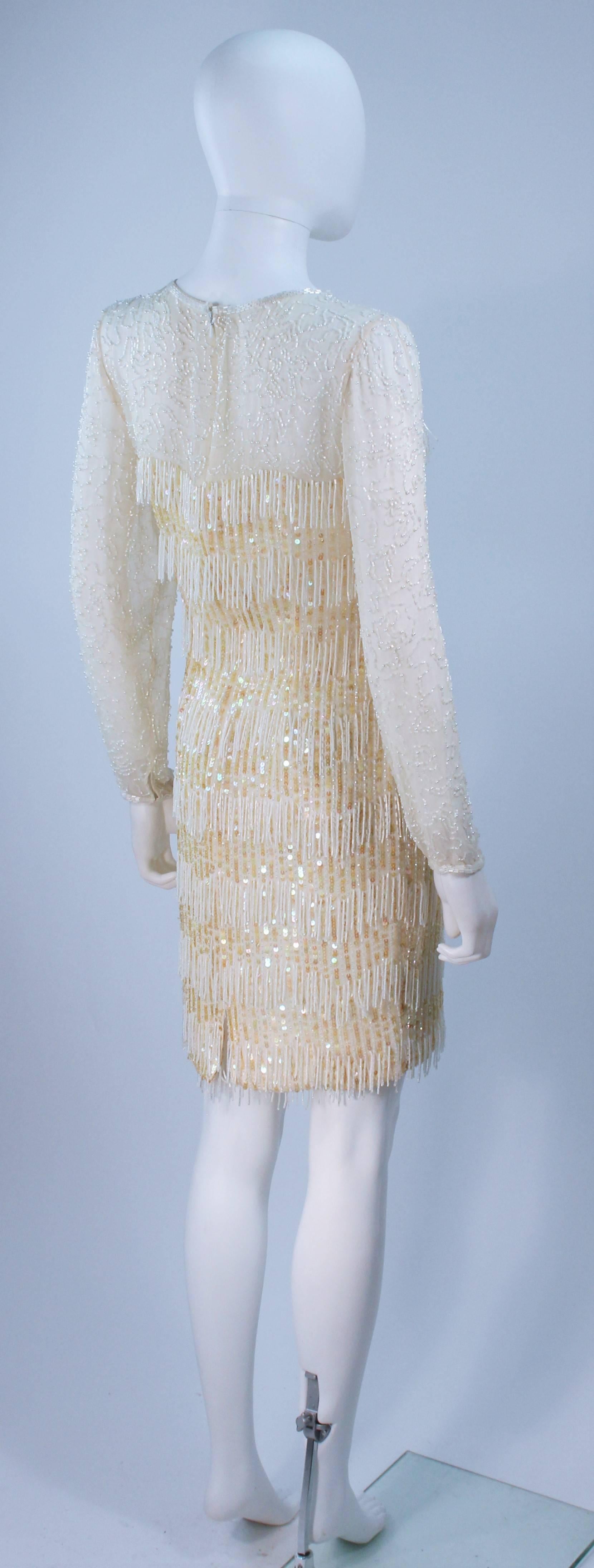 Women's Custom Vintage Off White Cream Iridescent Cocktail Dress Size 2-4 For Sale